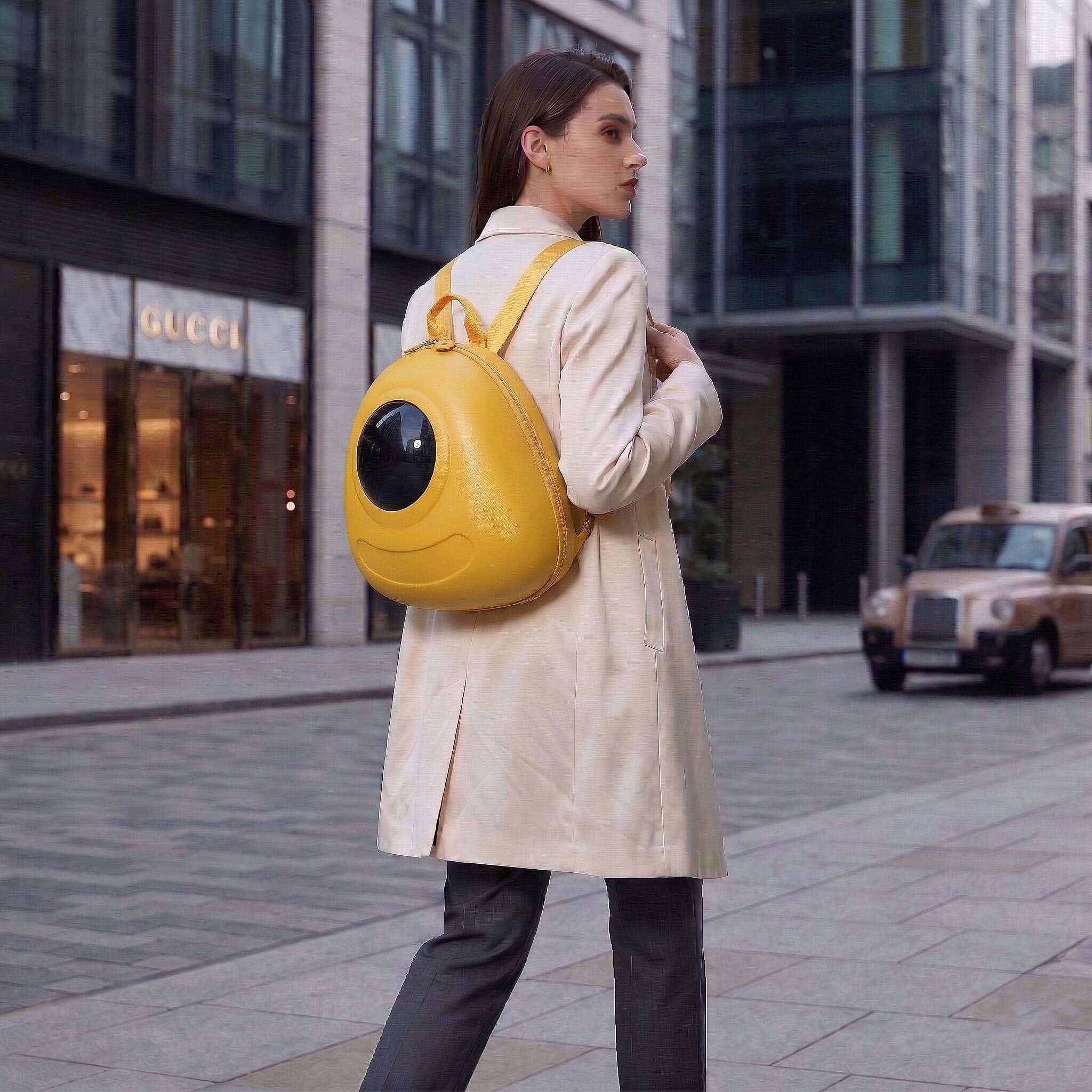 ABS Patterned Backpack (Size 27x16x26 cm) - Yellow