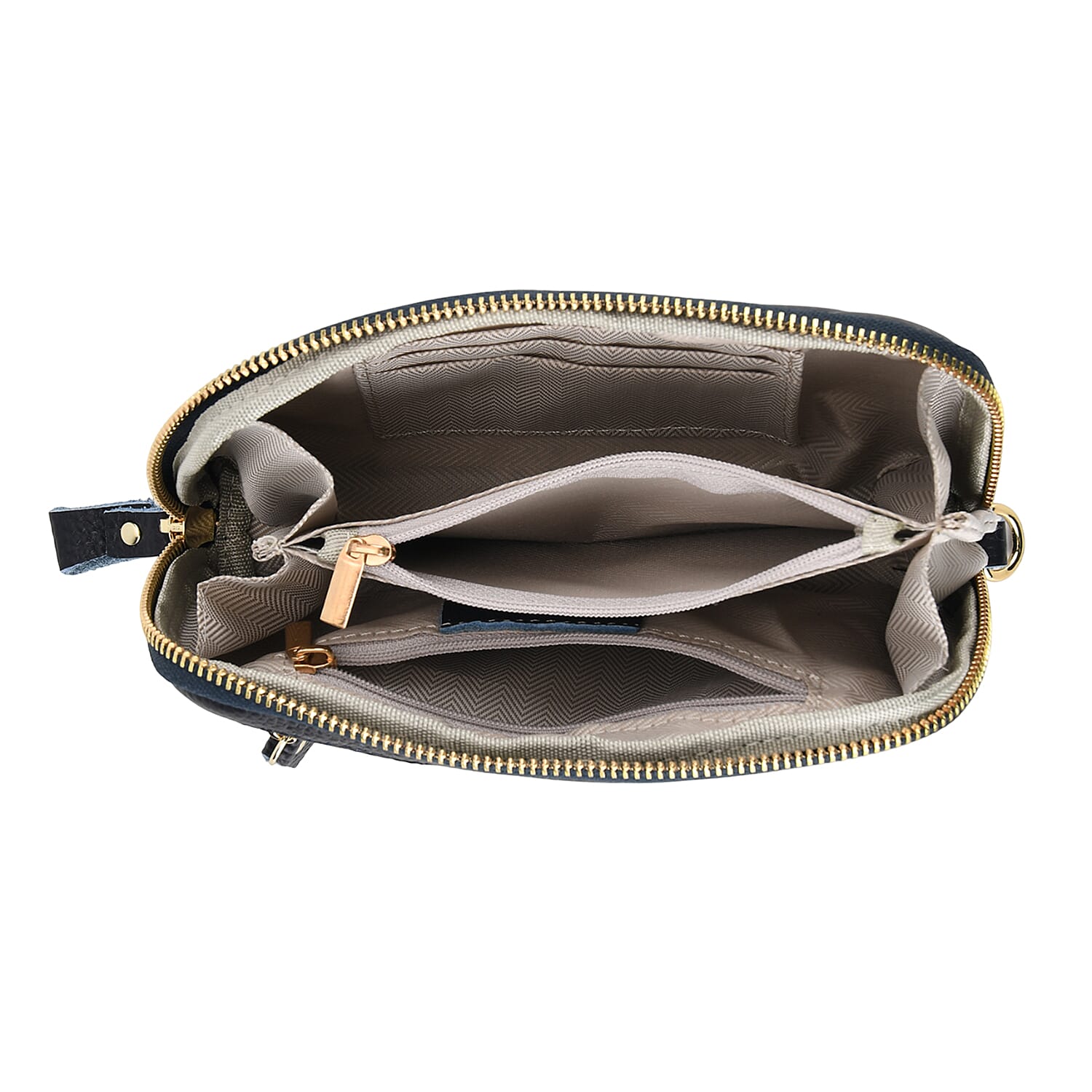 Genuine Leather Floral Embossed Wristlet Clutch Bag - Navy