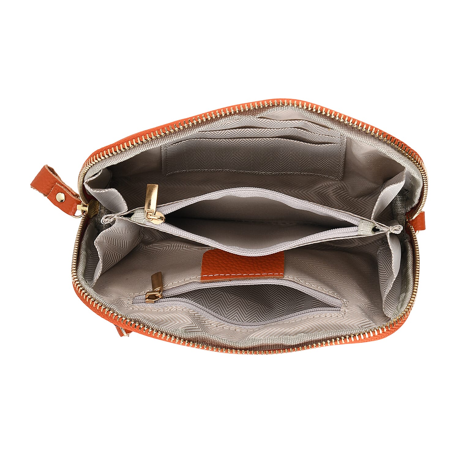 Genuine Leather Floral Embossed Wristlet Clutch Bag - Orange