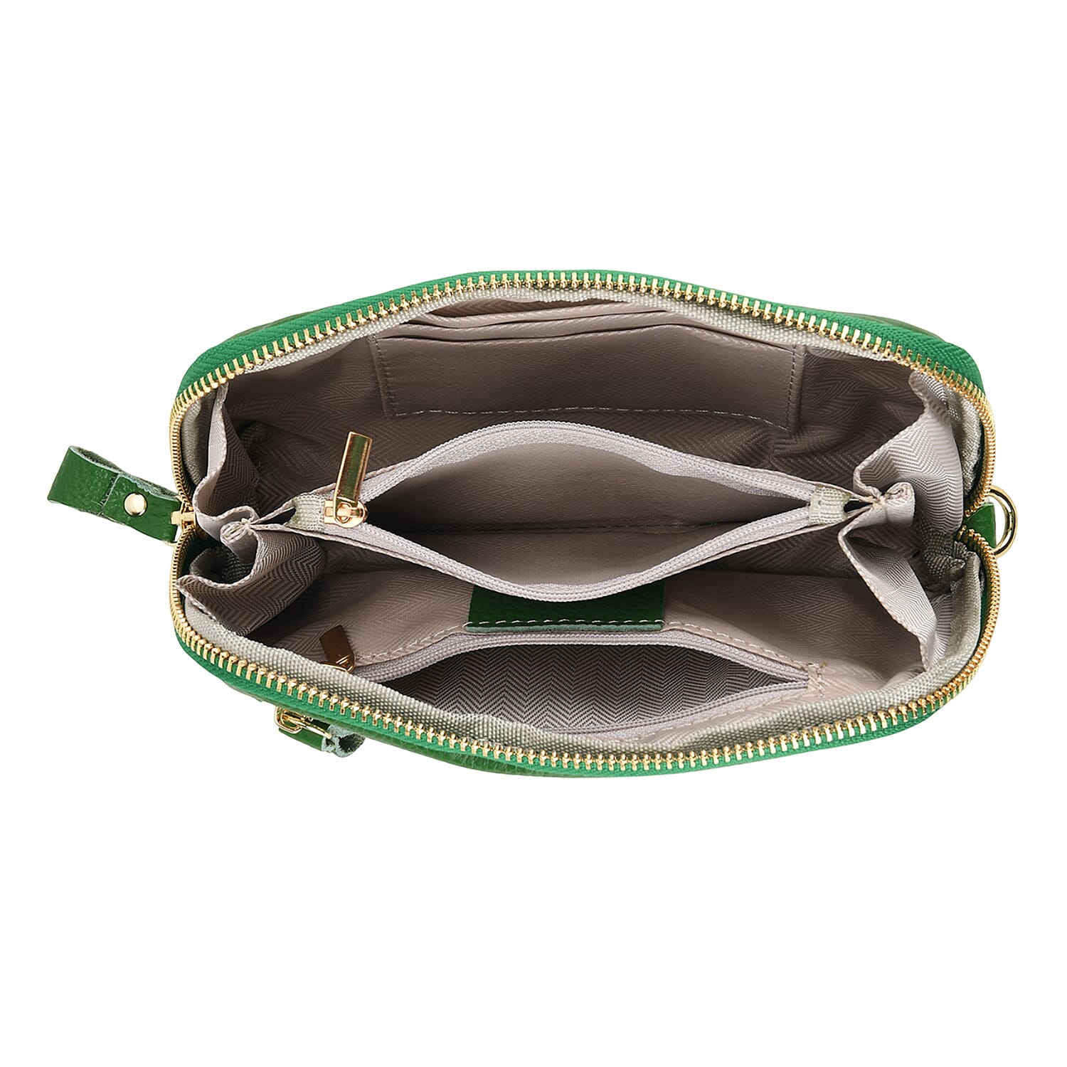 Genuine Leather Floral Embossed Wristlet Clutch Bag - Green