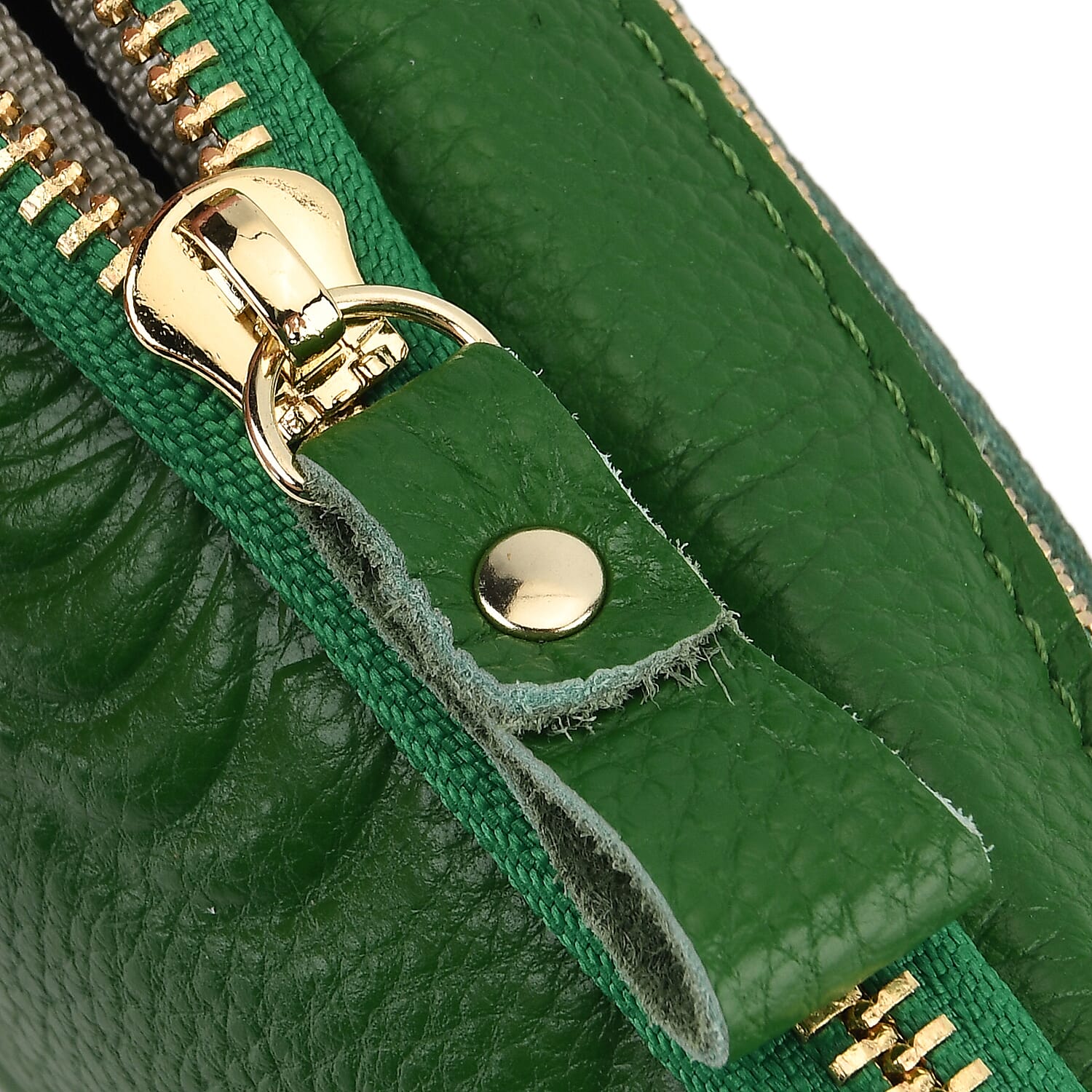 Genuine Leather Floral Embossed Wristlet Clutch Bag - Green