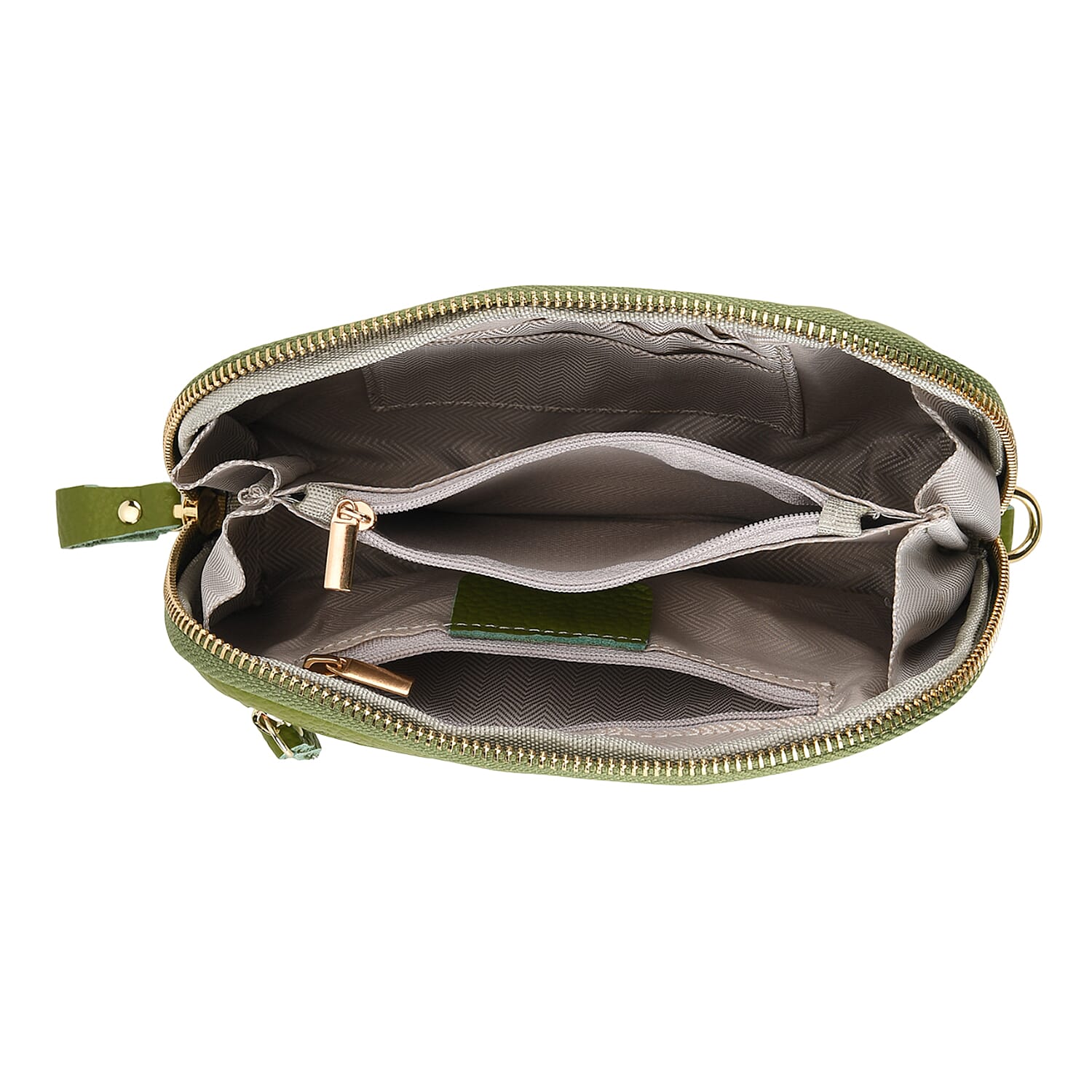 Genuine Leather Floral Embossed Wristlet Clutch Bag - Olive