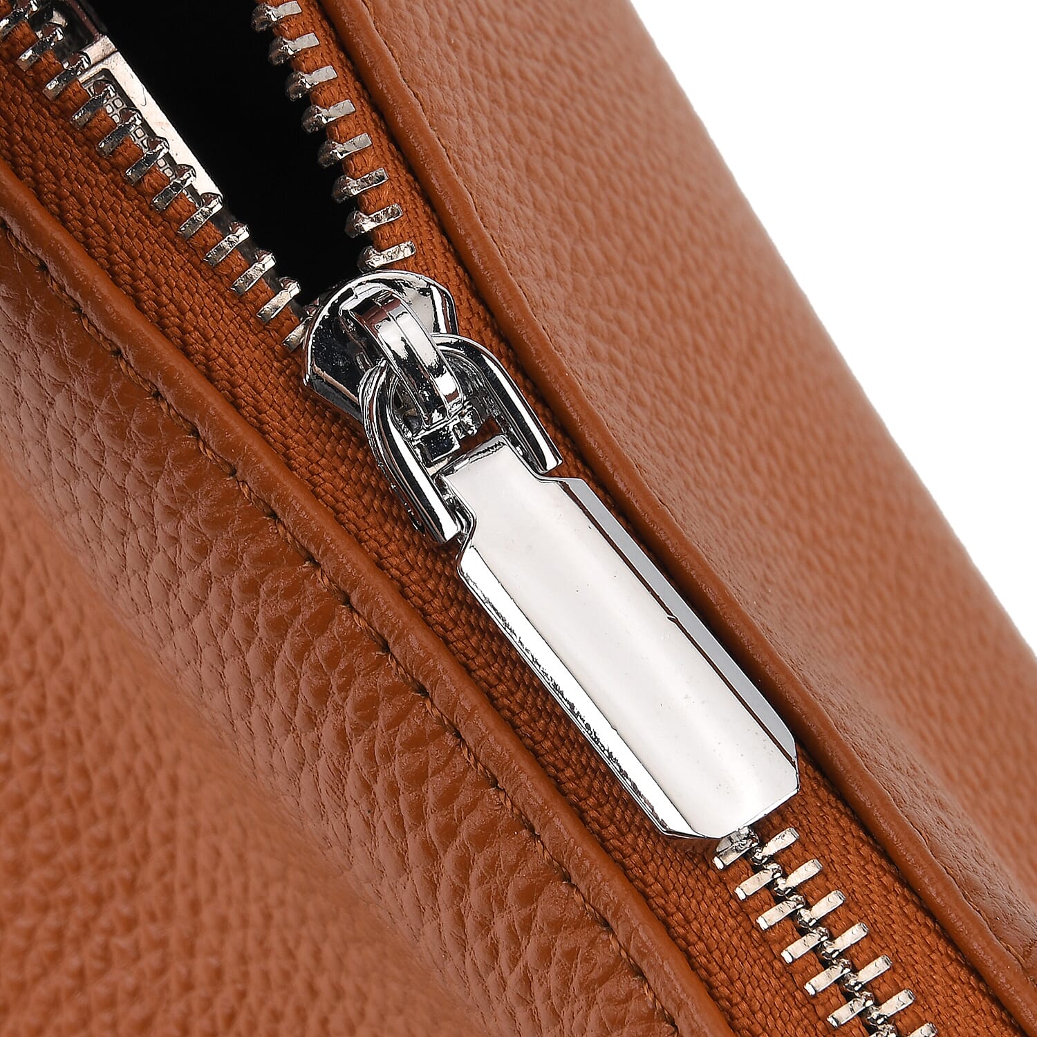 Designer Inspired Genuine Leather Mini Crossbody Bag with Top Handle - Tan