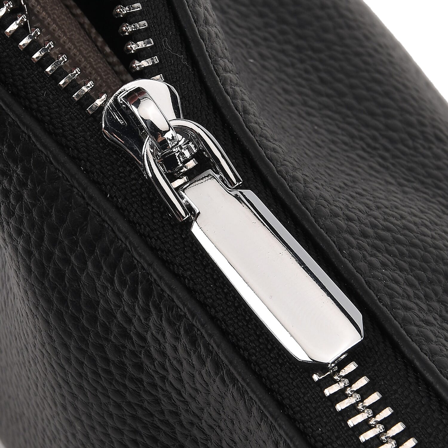 Designer Inspired Genuine Leather Mini Crossbody Bag with Top Handle - Black