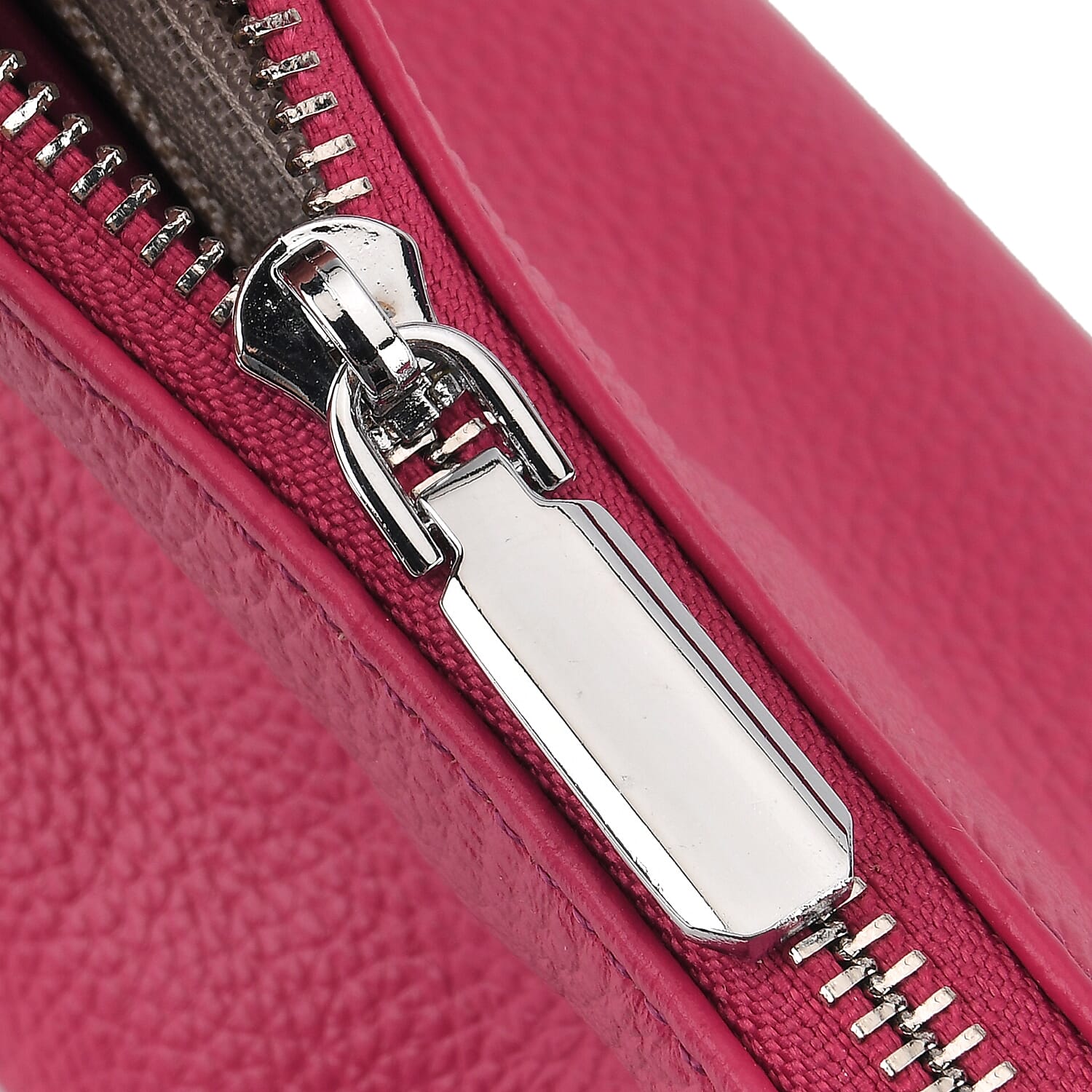 Designer Inspired Genuine Leather Mini Crossbody Bag with Top Handle - Hot Pink