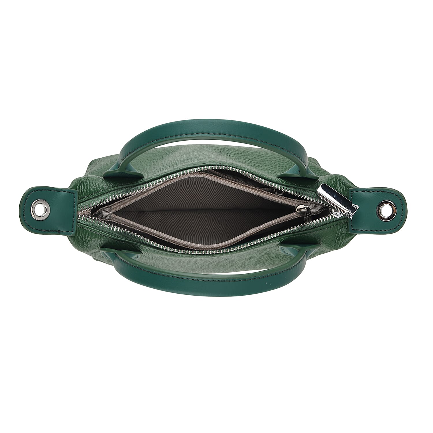 Designer Inspired Genuine Leather Mini Crossbody Bag with Top Handle - Green