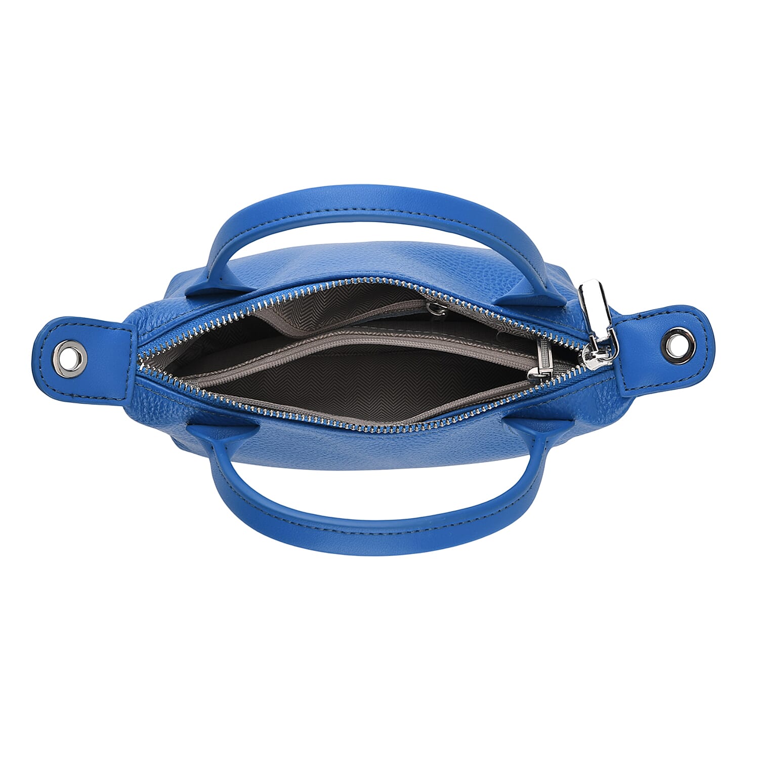 Designer Inspired Genuine Leather Mini Crossbody Bag with Top Handle - Blue