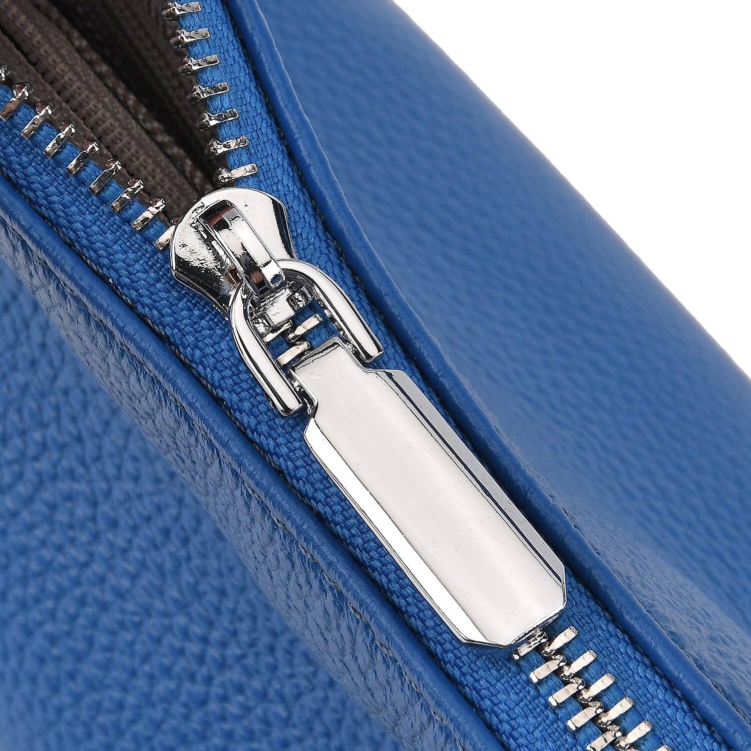 Designer Inspired Genuine Leather Mini Crossbody Bag with Top Handle - Blue