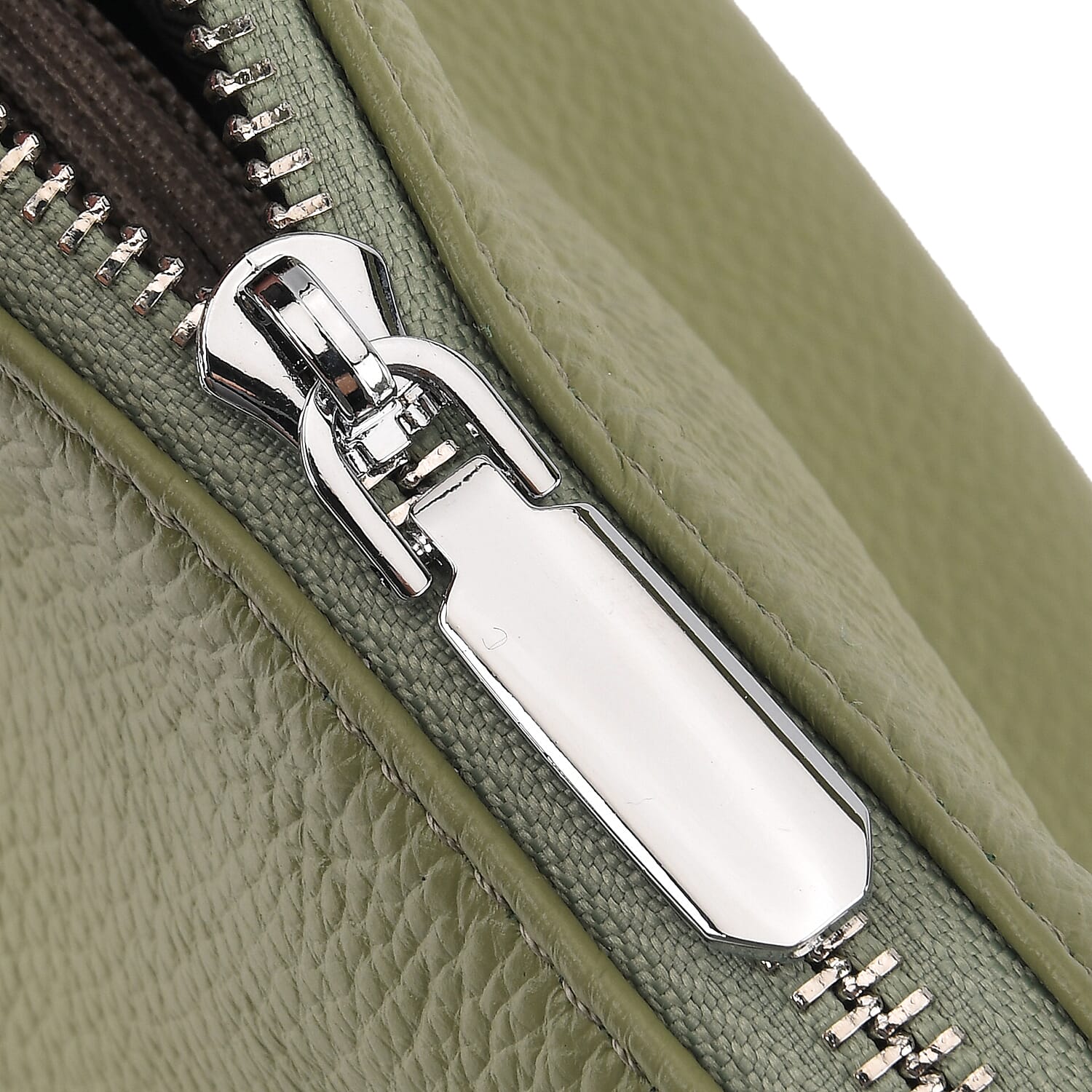 Designer Inspired Genuine Leather Mini Crossbody Bag with Top Handle - Light Green