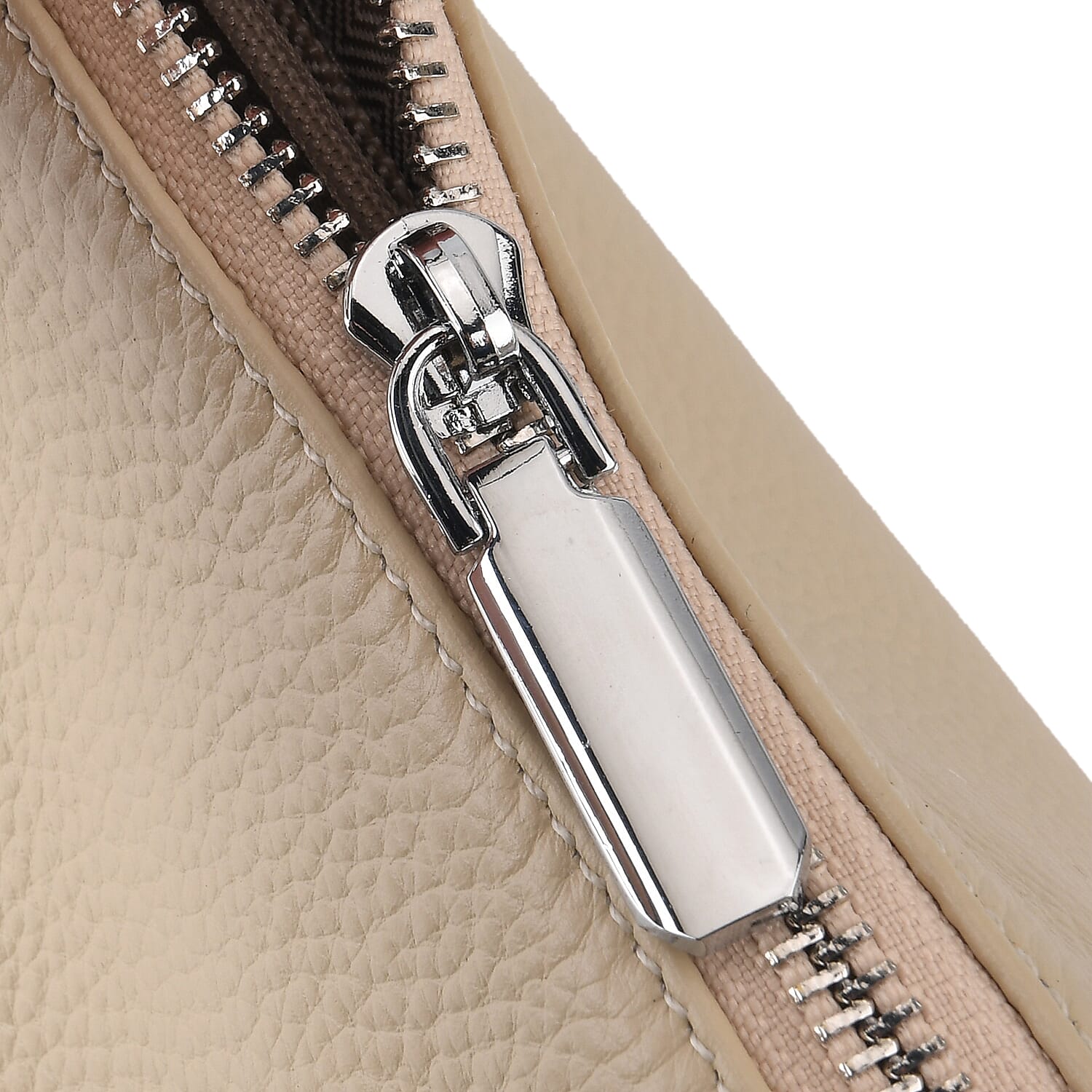 Designer Inspired Genuine Leather Mini Crossbody Bag with Top Handle - Cream