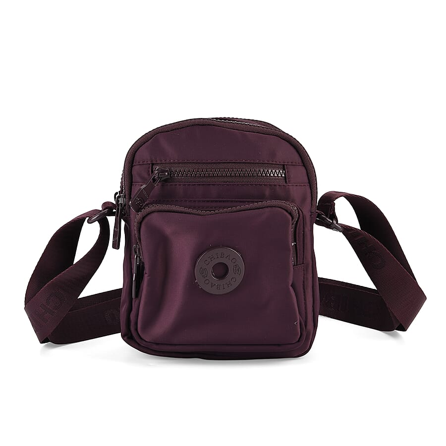 Casual 3-Section Multi-Pocket Small Crossbody Bag with Wide Adjustable Strap - Purple