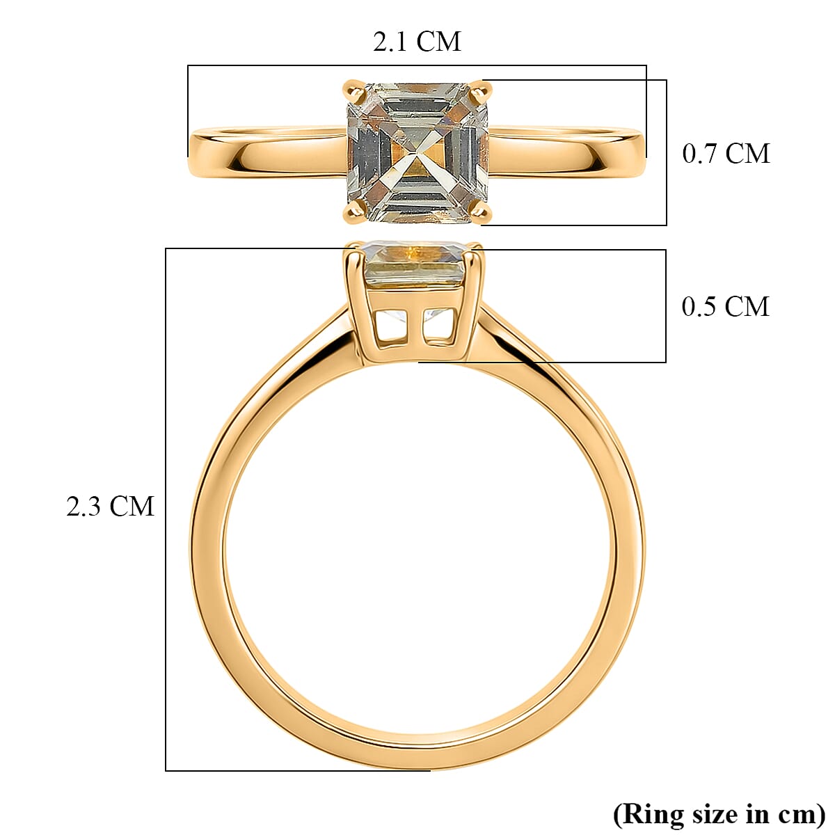 D'Joy Royal Asscher Cut AAA Natural Turkizite Solitaire Ring in 18K Gold Vermeil Sterling Silver 1.25 Ct.