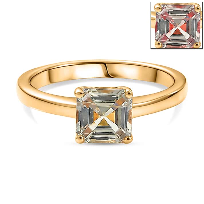D'Joy Royal Asscher Cut AAA Natural Turkizite Solitaire Ring in 18K Vermeil Yellow Gold Plated Sterling Silver 1.25 Ct.
