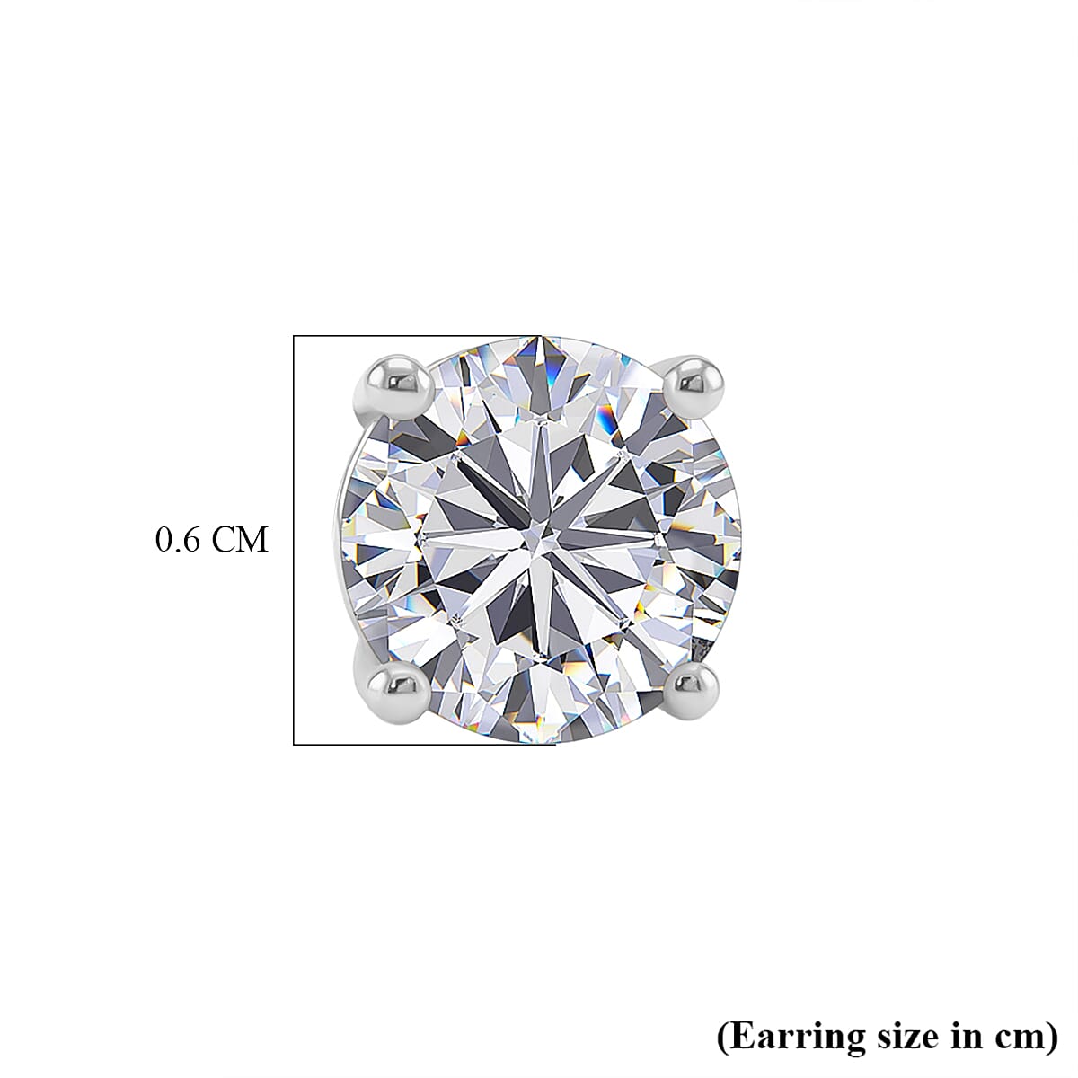 Moissanite Solitaire Stud Earring with Push Back in Platinum Overlay Sterling Silver 1.20 Ct.