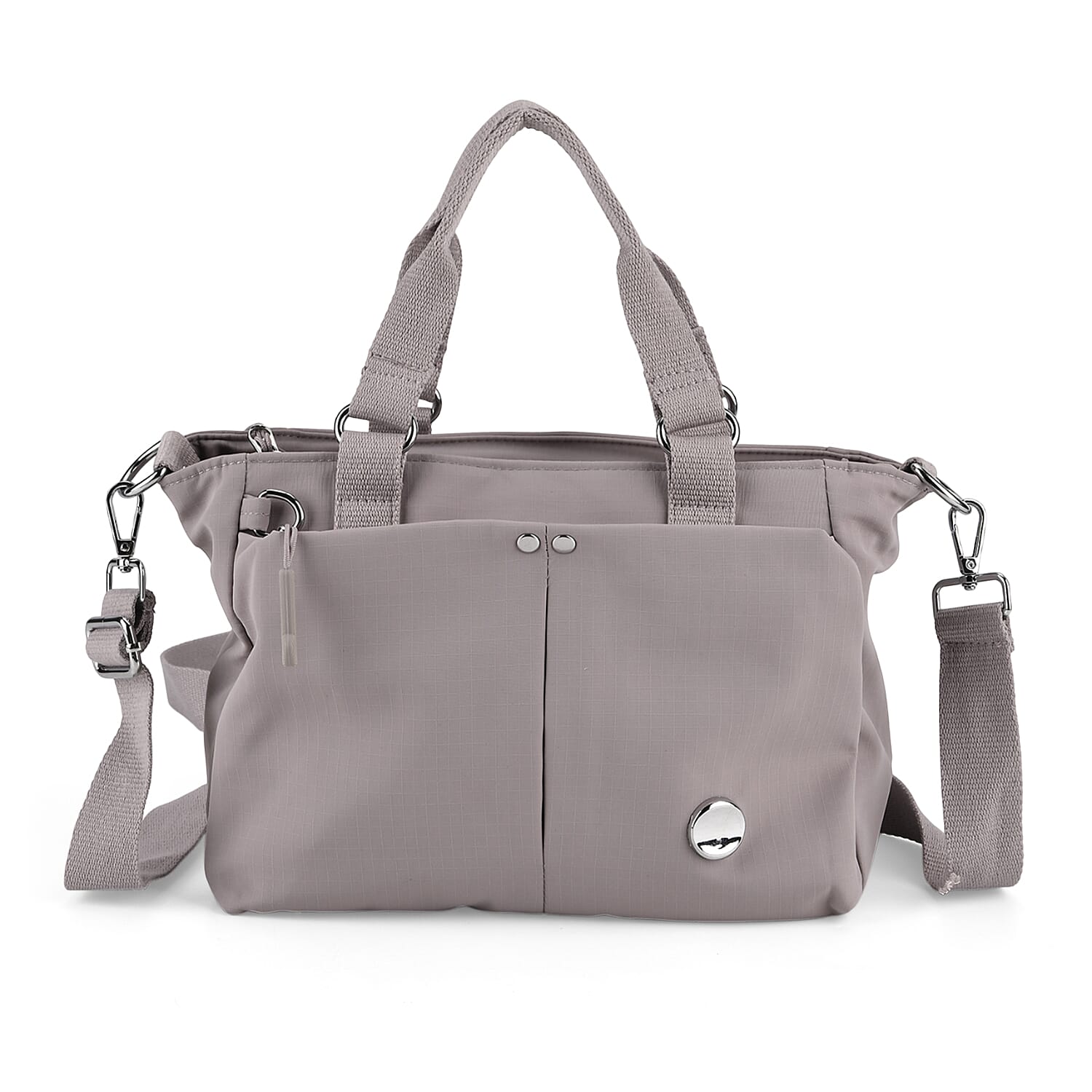 Travel Multi-Compartment Top-Handle Tote Bag with Adjustable Crossbody Strap - Light Mauve