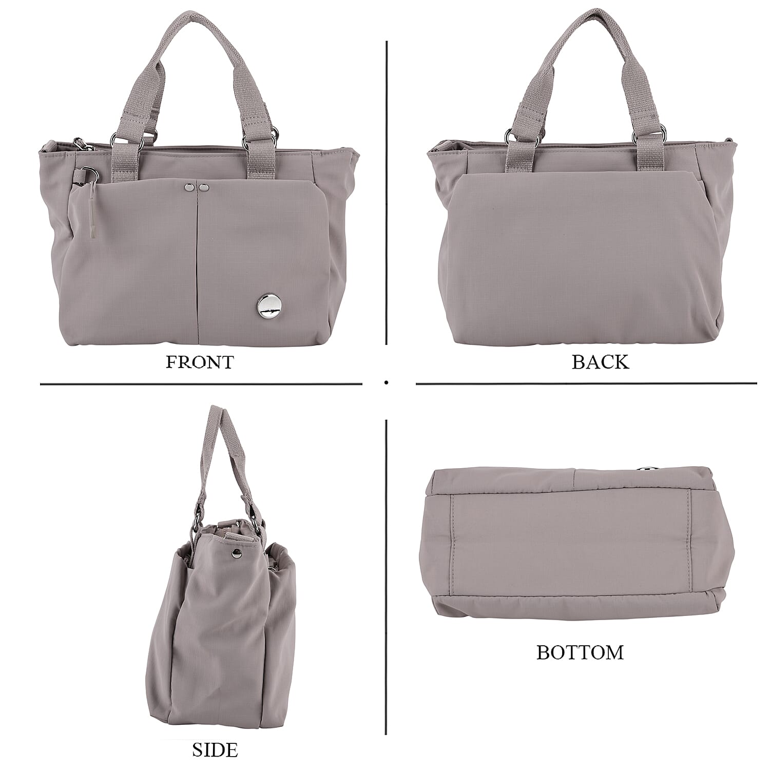 Travel Multi-Compartment Top-Handle Tote Bag with Adjustable Crossbody Strap - Light Mauve