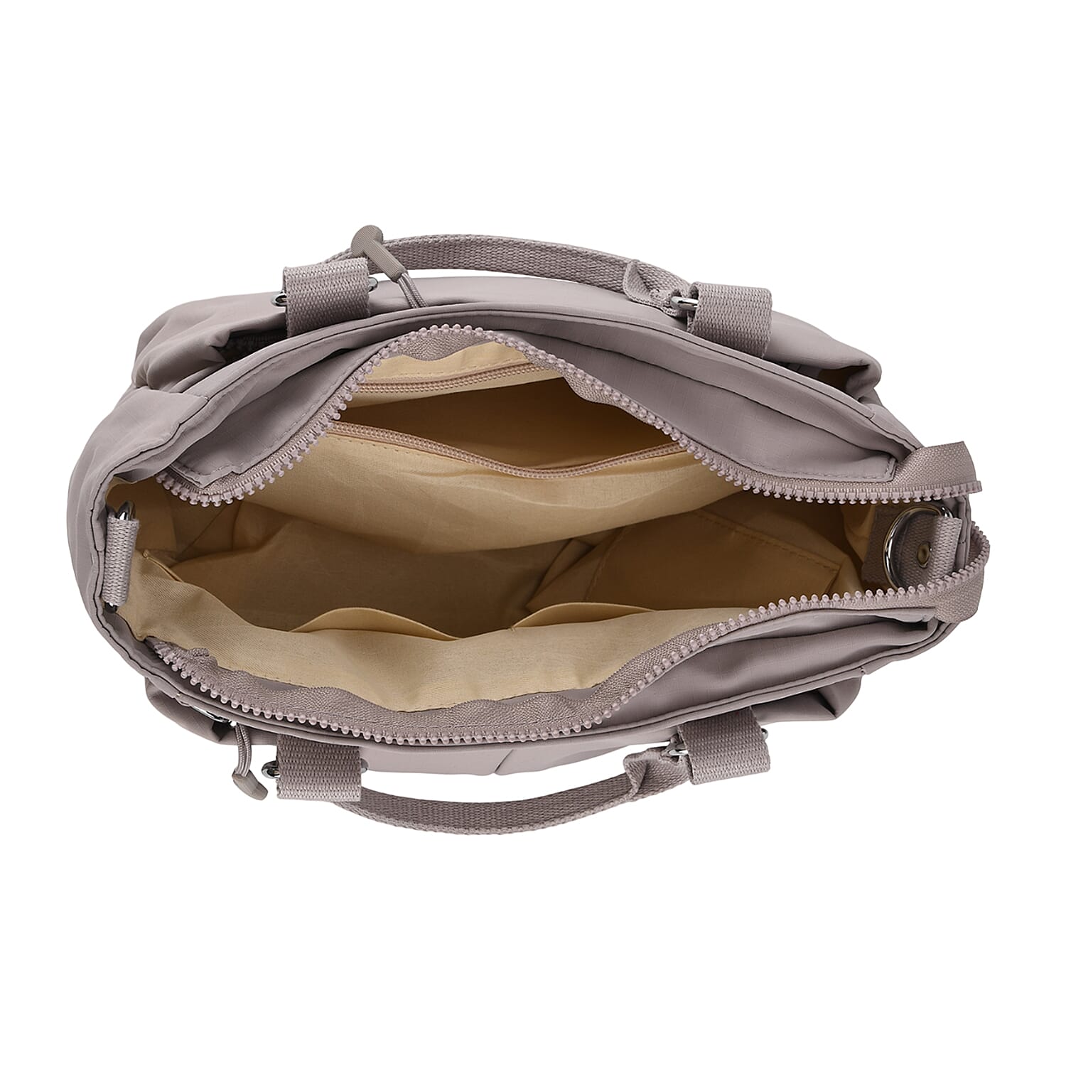 Travel Multi-Compartment Top-Handle Tote Bag with Adjustable Crossbody Strap - Light Mauve