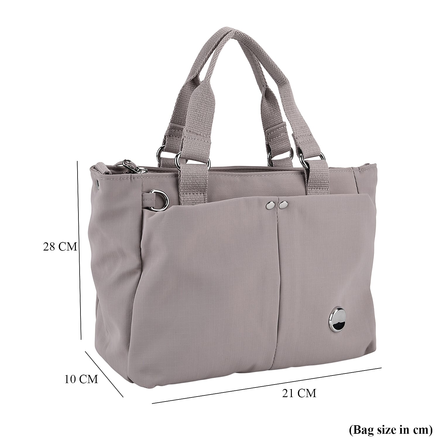 Travel Multi-Compartment Top-Handle Tote Bag with Adjustable Crossbody Strap - Light Mauve
