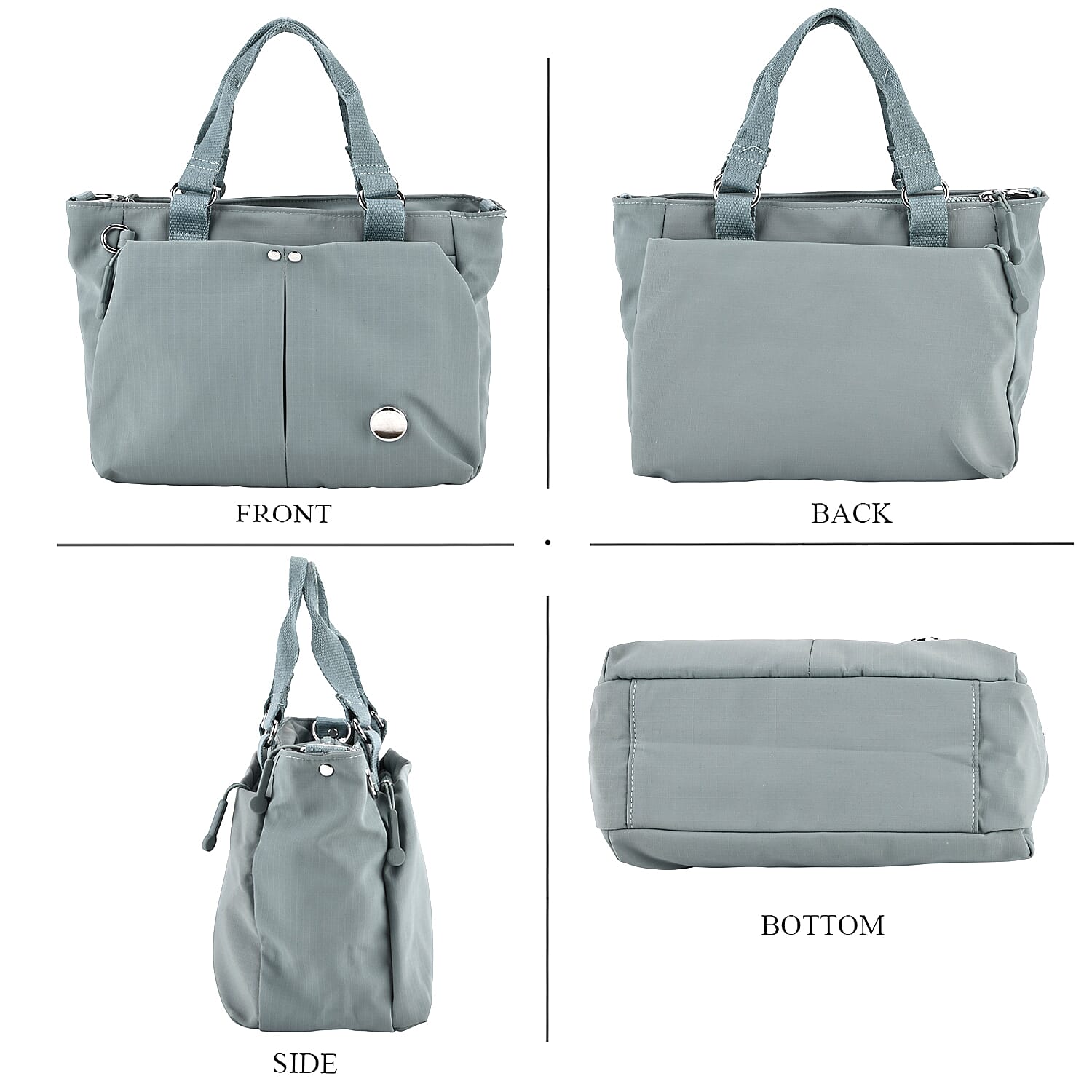 Travel Multi-Compartment Top-Handle Tote Bag with Adjustable Crossbody Strap - Blue