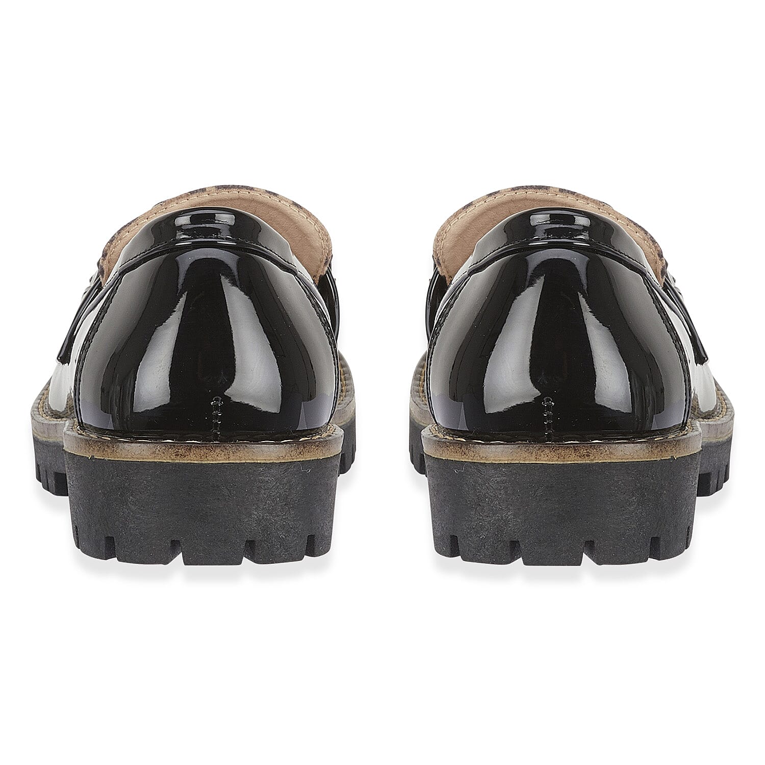 Faux Leather Bombay Leopard Loafers (Size 6) - Patent Black