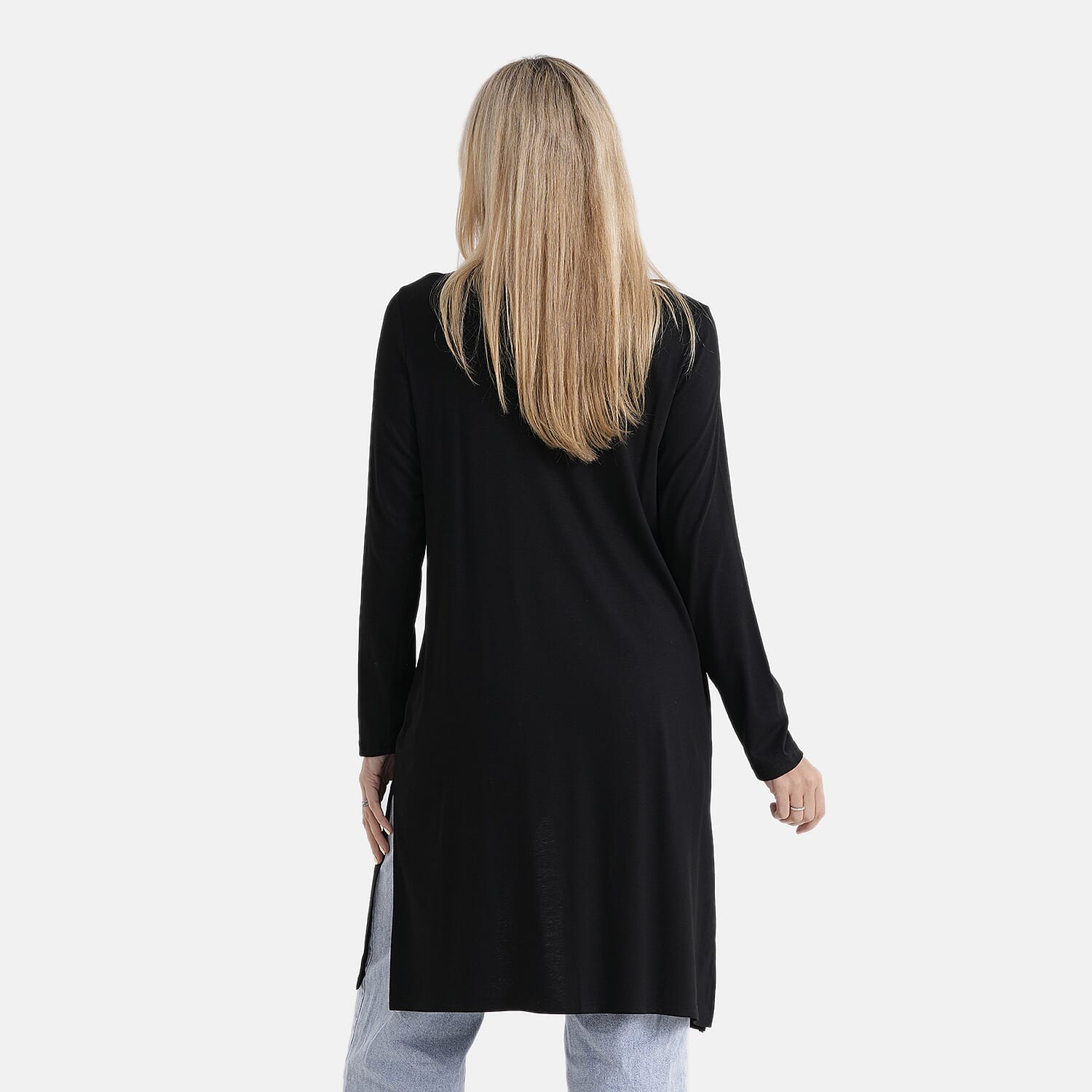 - Maisi Solid-Coloured Long Cardigan (One Size) - Black