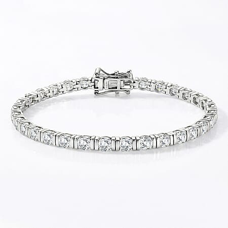 D'Joy 7.75 Ct. Moissanite Tennis Bracelet with GB Lock Box in Rhodium Overlay Sterling Silver 7.5 Inch D'Joy 7.75 Ct. Moissanite Tennis Bracelet with GB Lock Box in Rhodium Overlay Sterling Silver 7.5 Inch