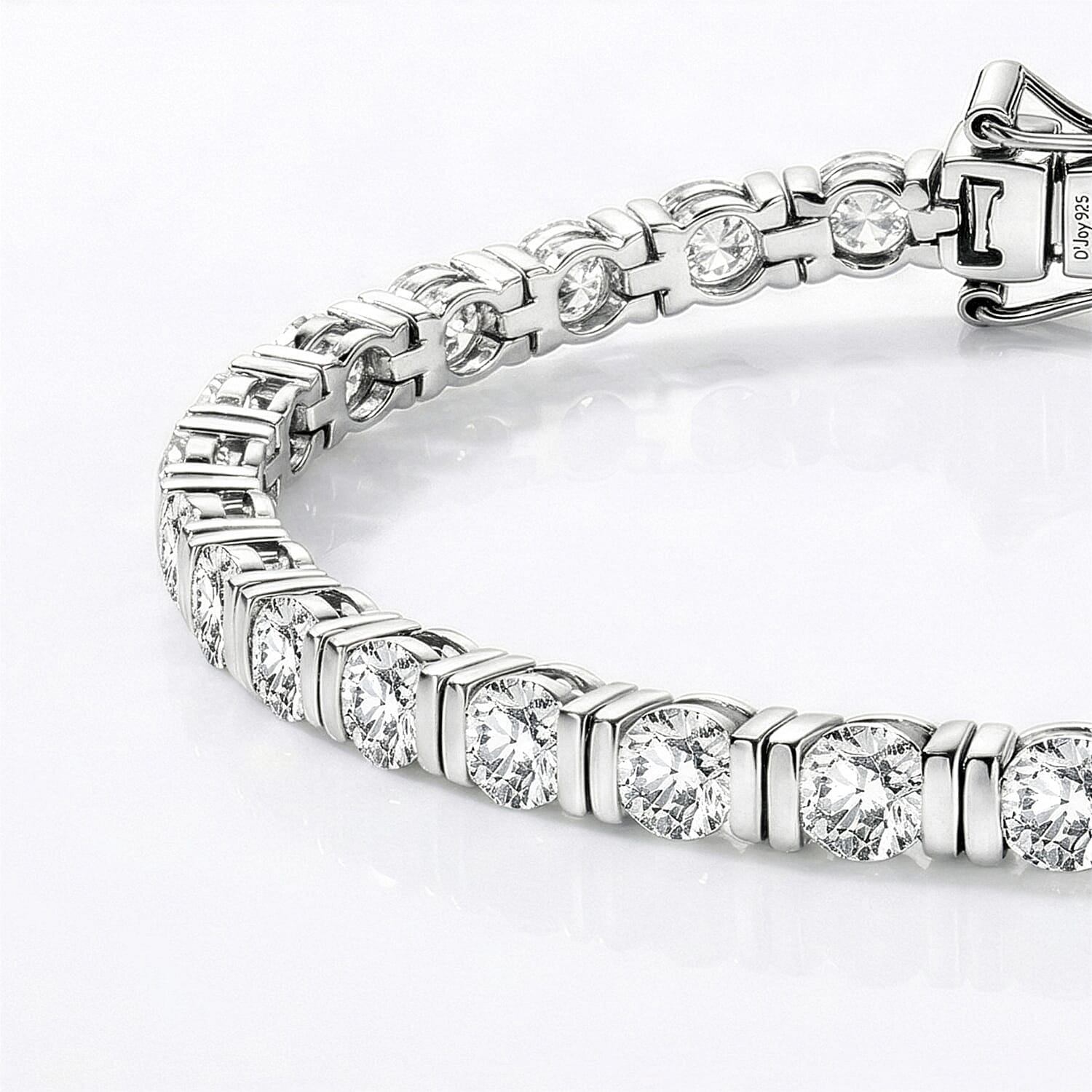D'Joy Moissanite Tennis Bracelet (Size - 7.5) with GB Lock Box in Rhodium Overlay Sterling Silver 7.75 Ct, Silver Wt. 12.00 Gms