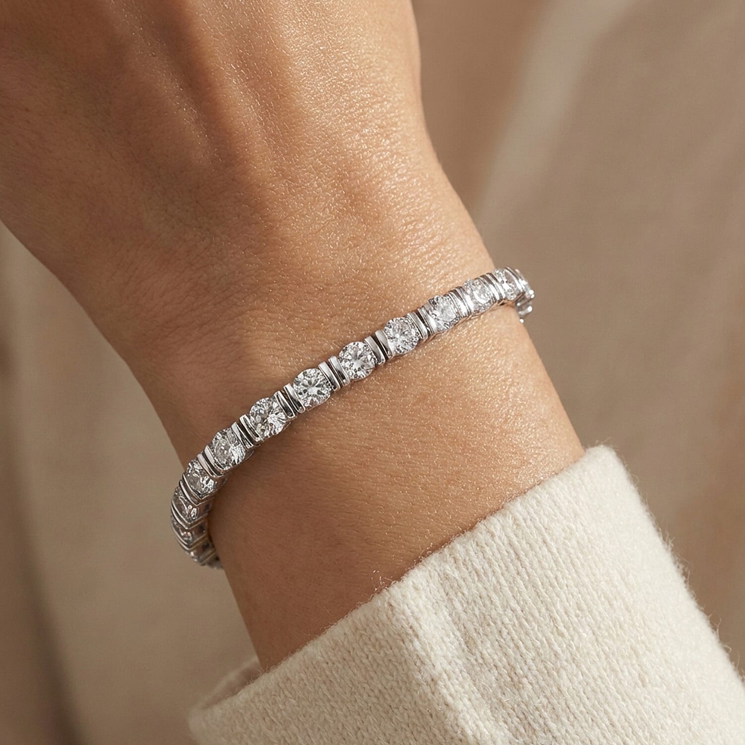 D'Joy Moissanite Tennis Bracelet (Size - 7.5) with GB Lock Box in Rhodium Overlay Sterling Silver 7.75 Ct, Silver Wt. 12.00 Gms