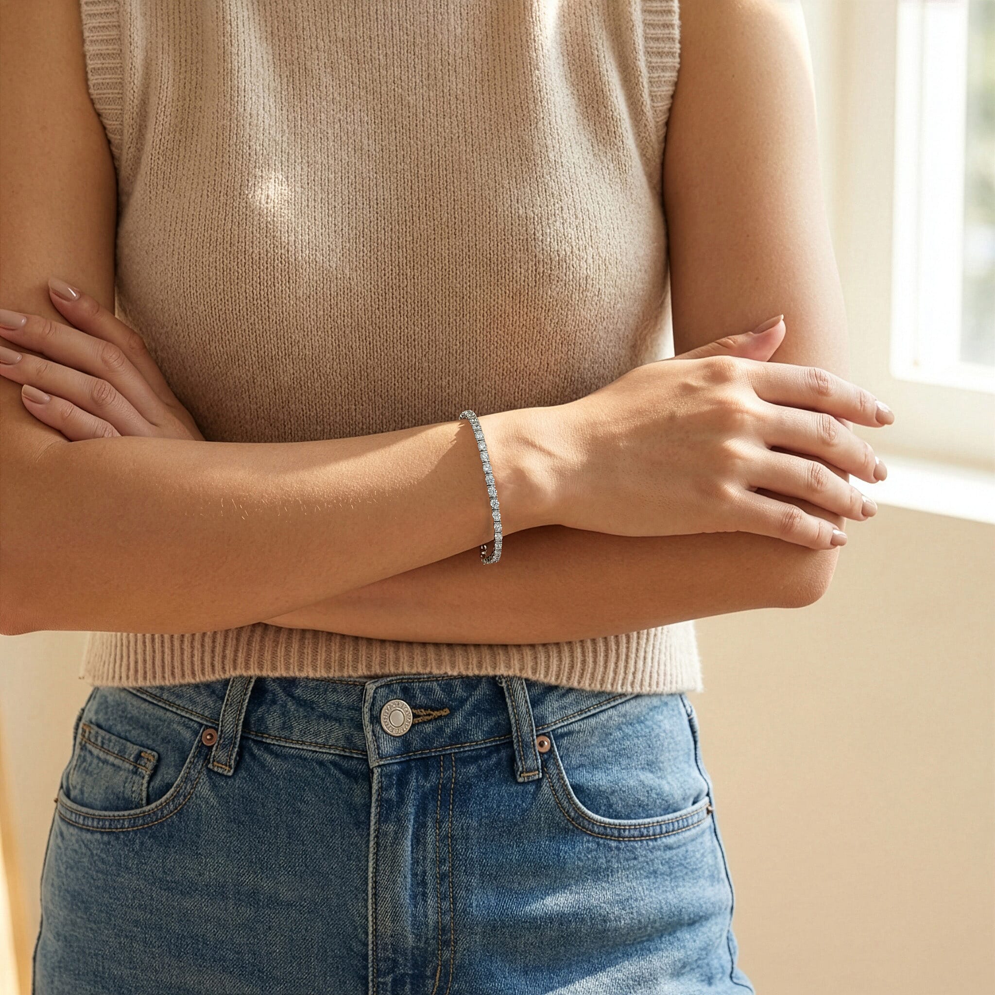 D'Joy Moissanite Tennis Bracelet (Size - 7.5) with GB Lock Box in Rhodium Overlay Sterling Silver 7.75 Ct, Silver Wt. 12.00 Gms