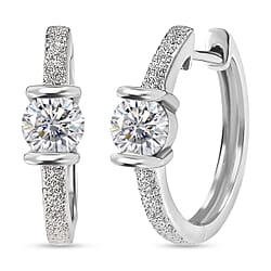 D'Joy Moissanite Hoop Earring in Platinum Overlay Sterling Silver 0.92 Ct.