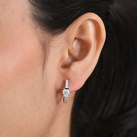 D'Joy Moissanite Hoop Earring in Platinum Overlay Sterling Silver 0.92 Ct.