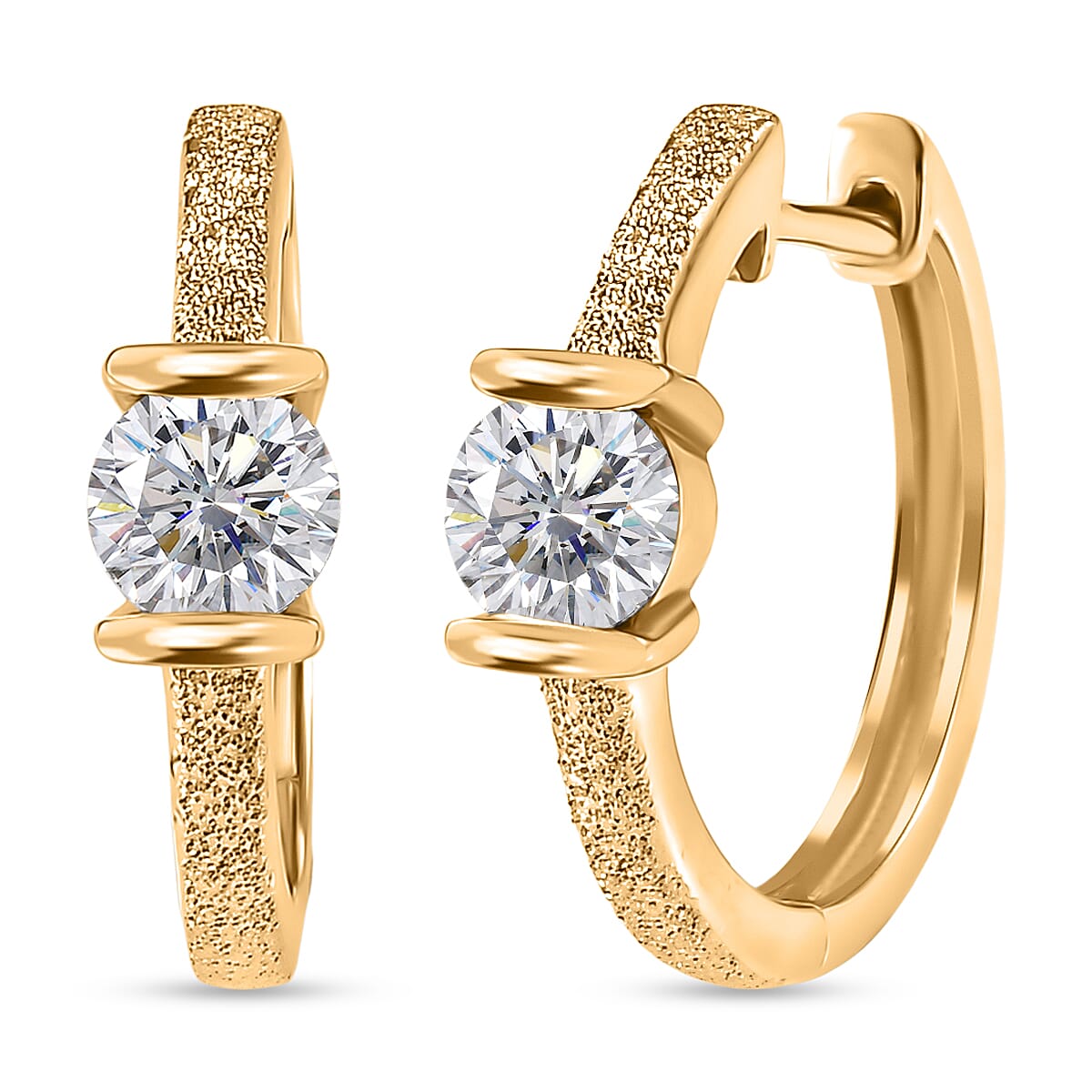 D'Joy Moissanite Full Hoop Earring in Yellow Gold Plated Sterling Silver