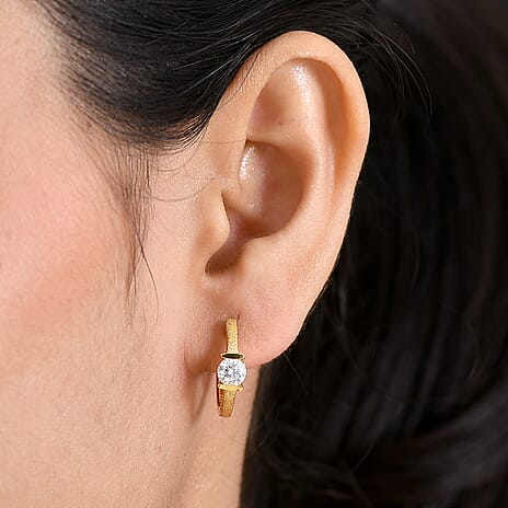 D'Joy Moissanite Full Hoop Earring in Yellow Gold Plated Sterling Silver