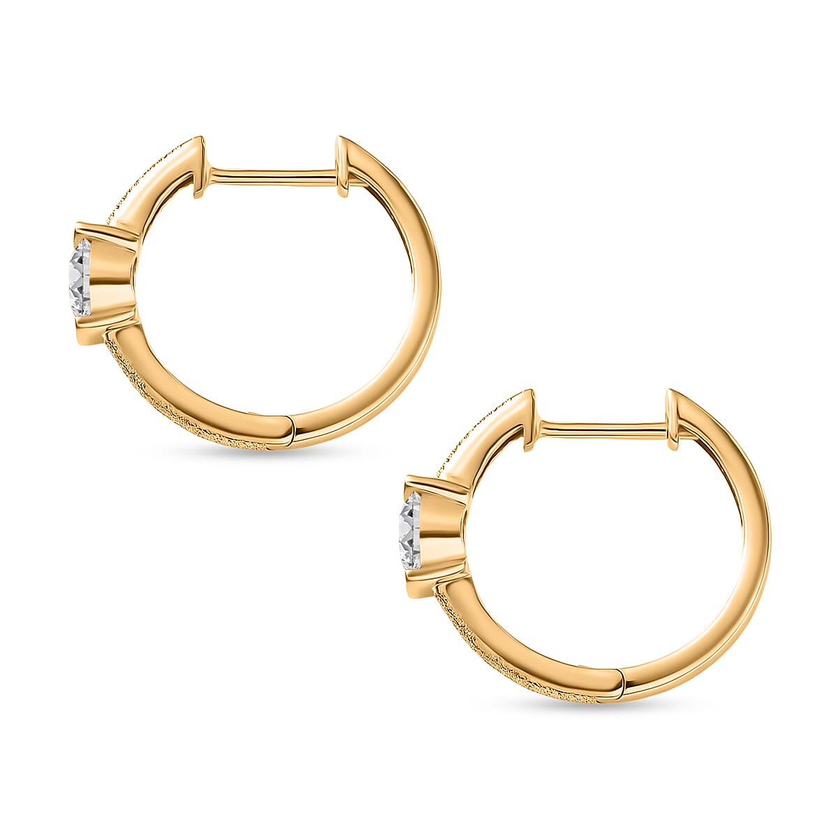 D'Joy Moissanite Full Hoop Earring in Yellow Gold Plated Sterling Silver