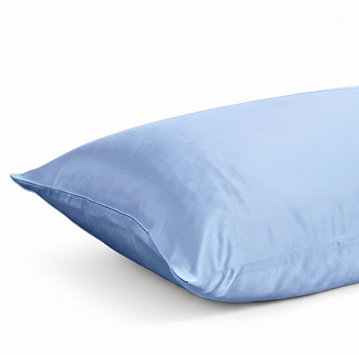 LA Marey Signature Mulberry Silk Pillow Case with Button (Size 75x50 cm) - Light Blue