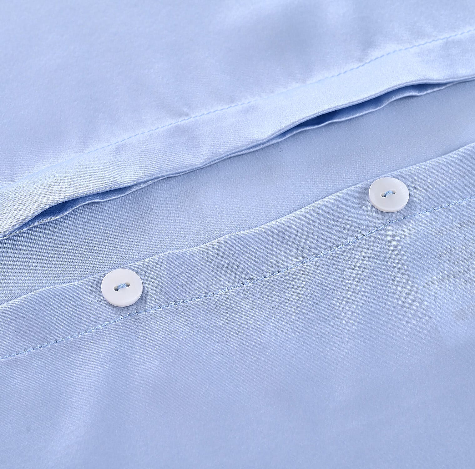 LA Marey Signature Mulberry Silk Pillow Case with Button (Size 75x50 cm) - Light Blue