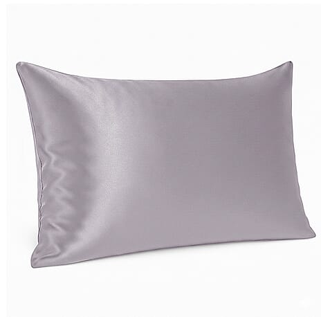 LA Marey Signature Mulberry Silk Pillow Case with Button (Size 75x50 cm) - Silver Grey