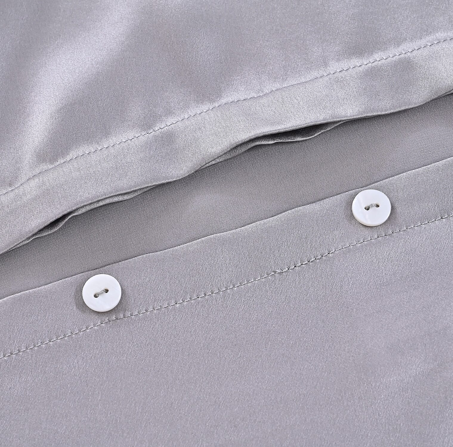 LA Marey Signature Mulberry Silk Pillow Case with Button (Size 75x50 cm) - Silver Grey