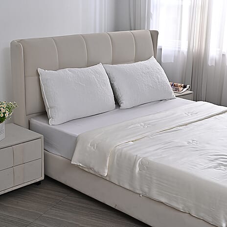 LA Marey 100% Mulberry Silk Quilt Comforter with Butterfly Quilting (135 x 200 cm) - Off White