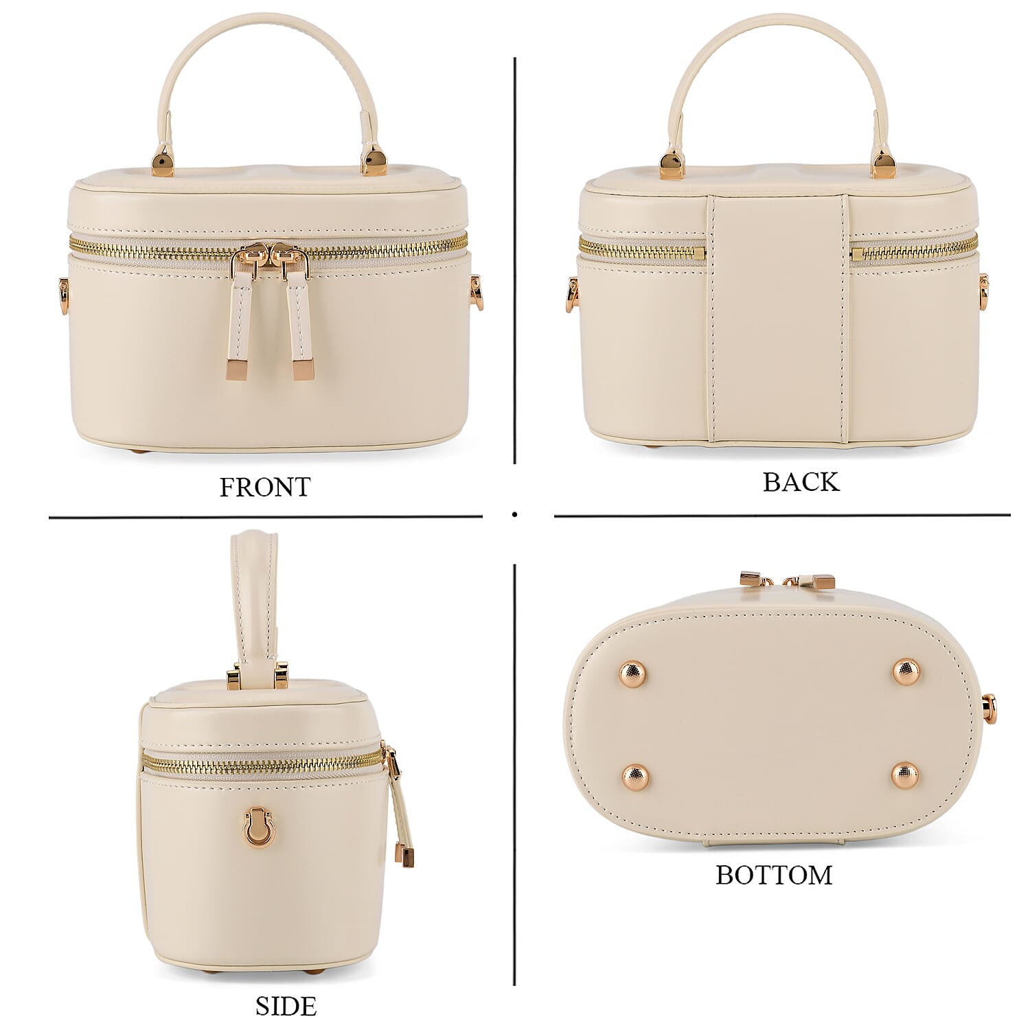 Valisseire Ladies Genuine Leather Vanity Handbag - Off White