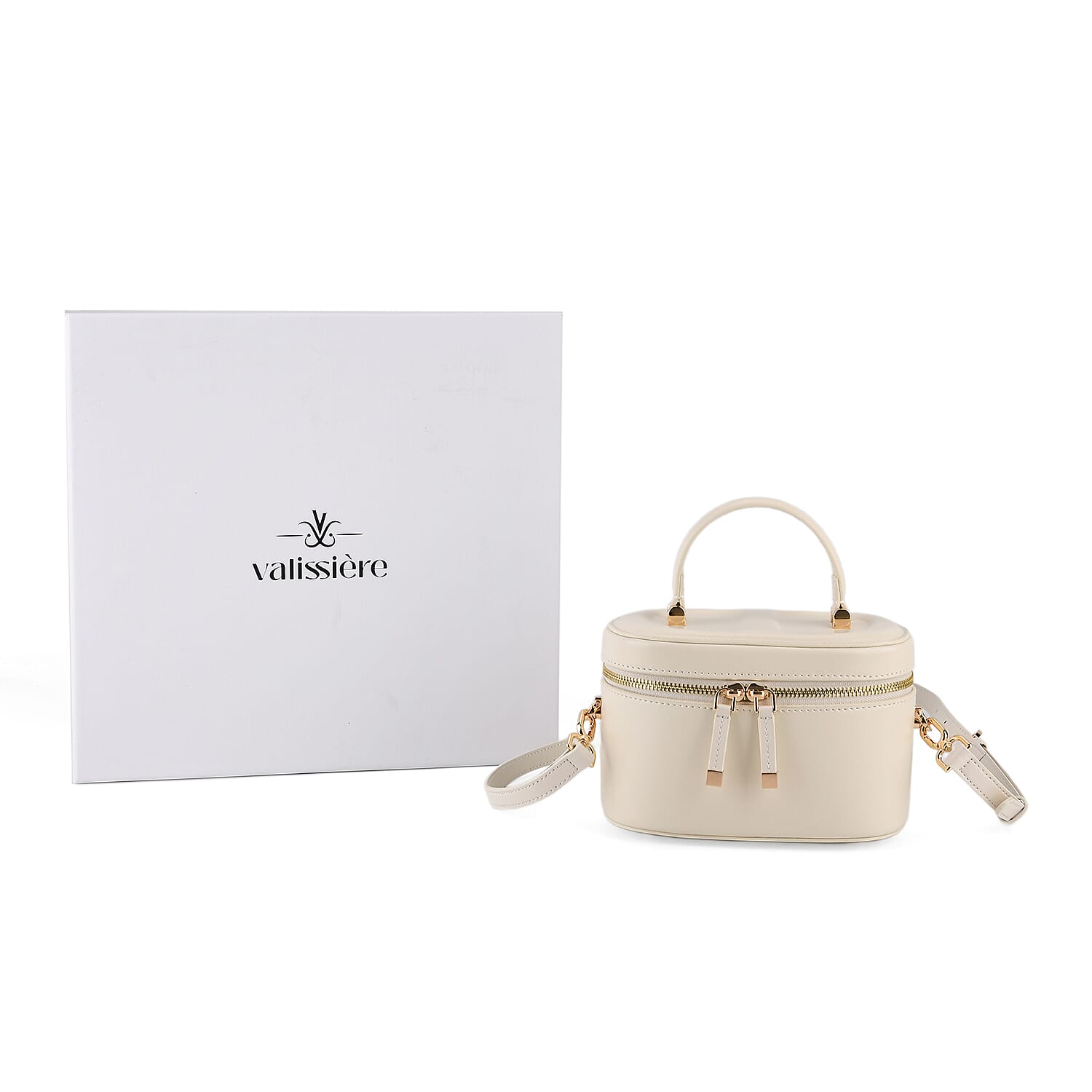 Valisseire Ladies Genuine Leather Vanity Handbag - Off White