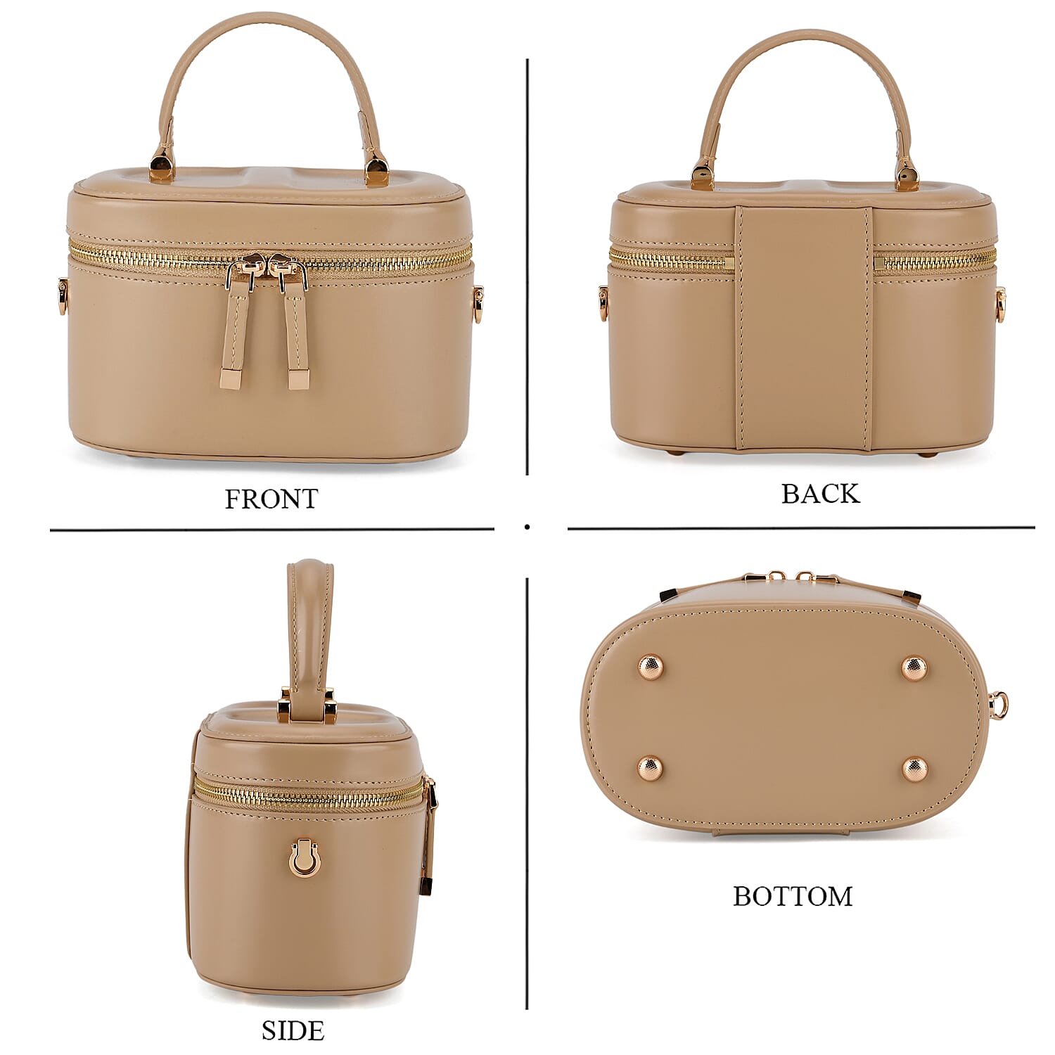 Valisseire Ladies Genuine Leather Vanity Handbag - Khaki