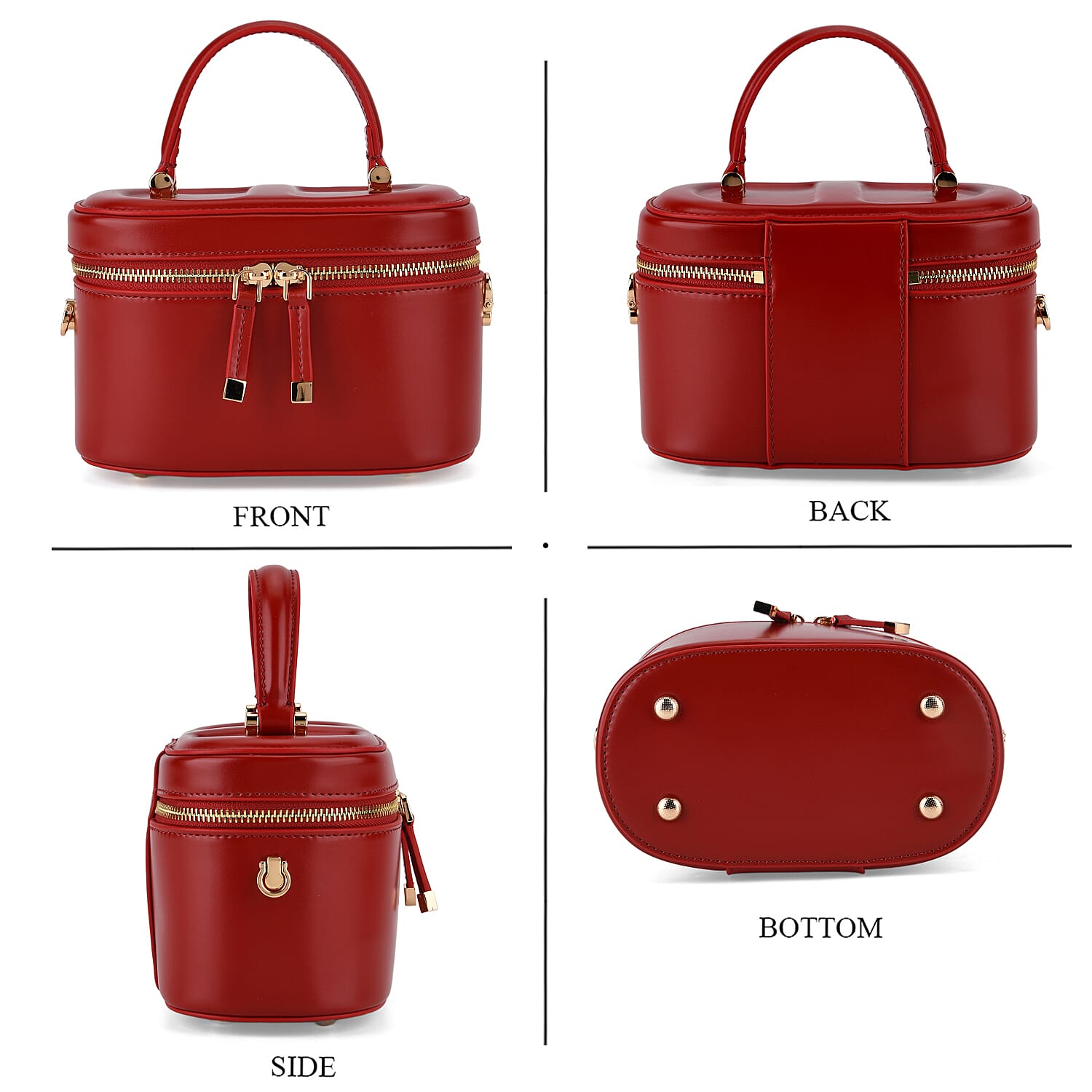 Valisseire Ladies Genuine Leather Vanity Handbag - Burgundy