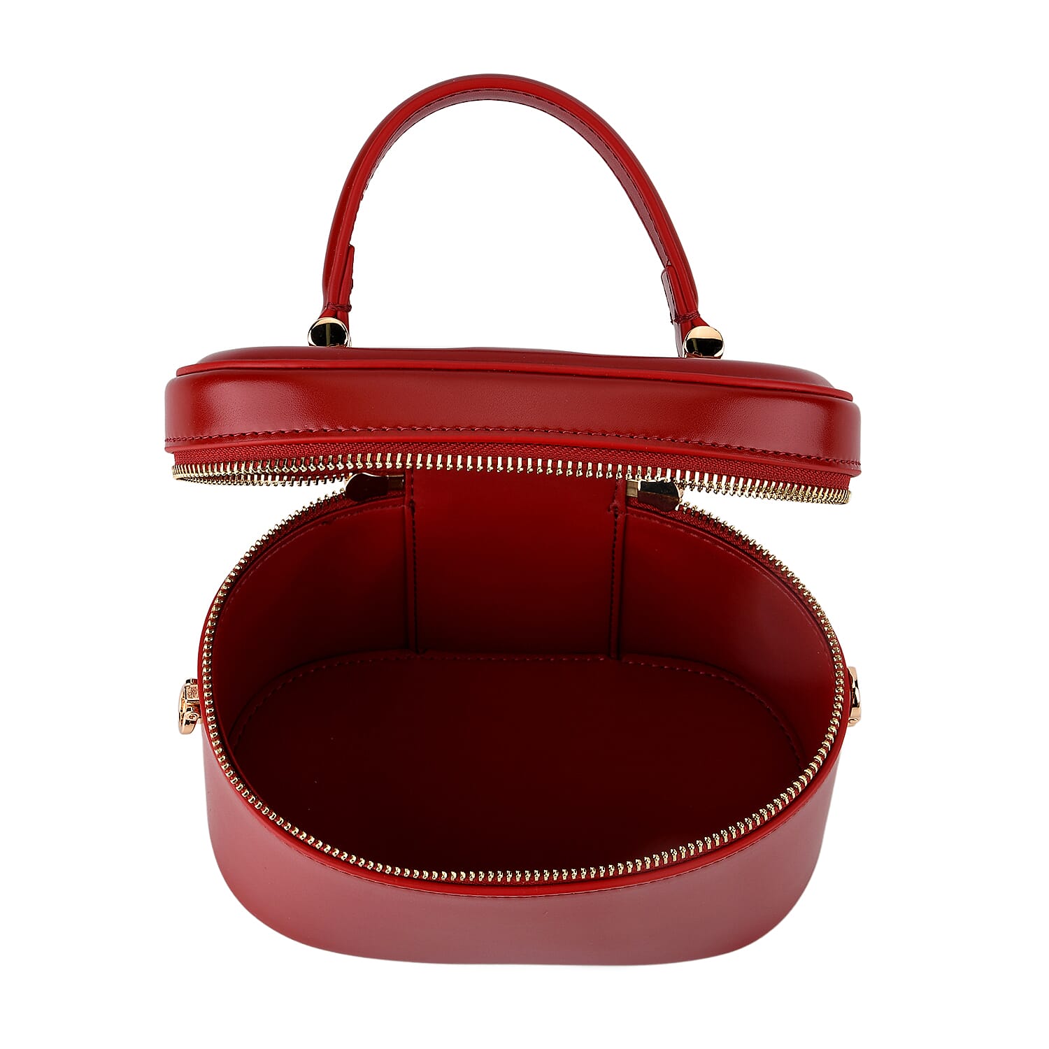 Valisseire Ladies Genuine Leather Vanity Handbag - Burgundy