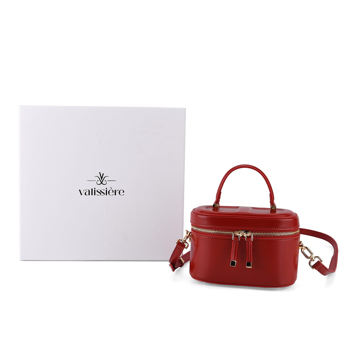 Valisseire Ladies Genuine Leather Vanity Handbag - Burgundy