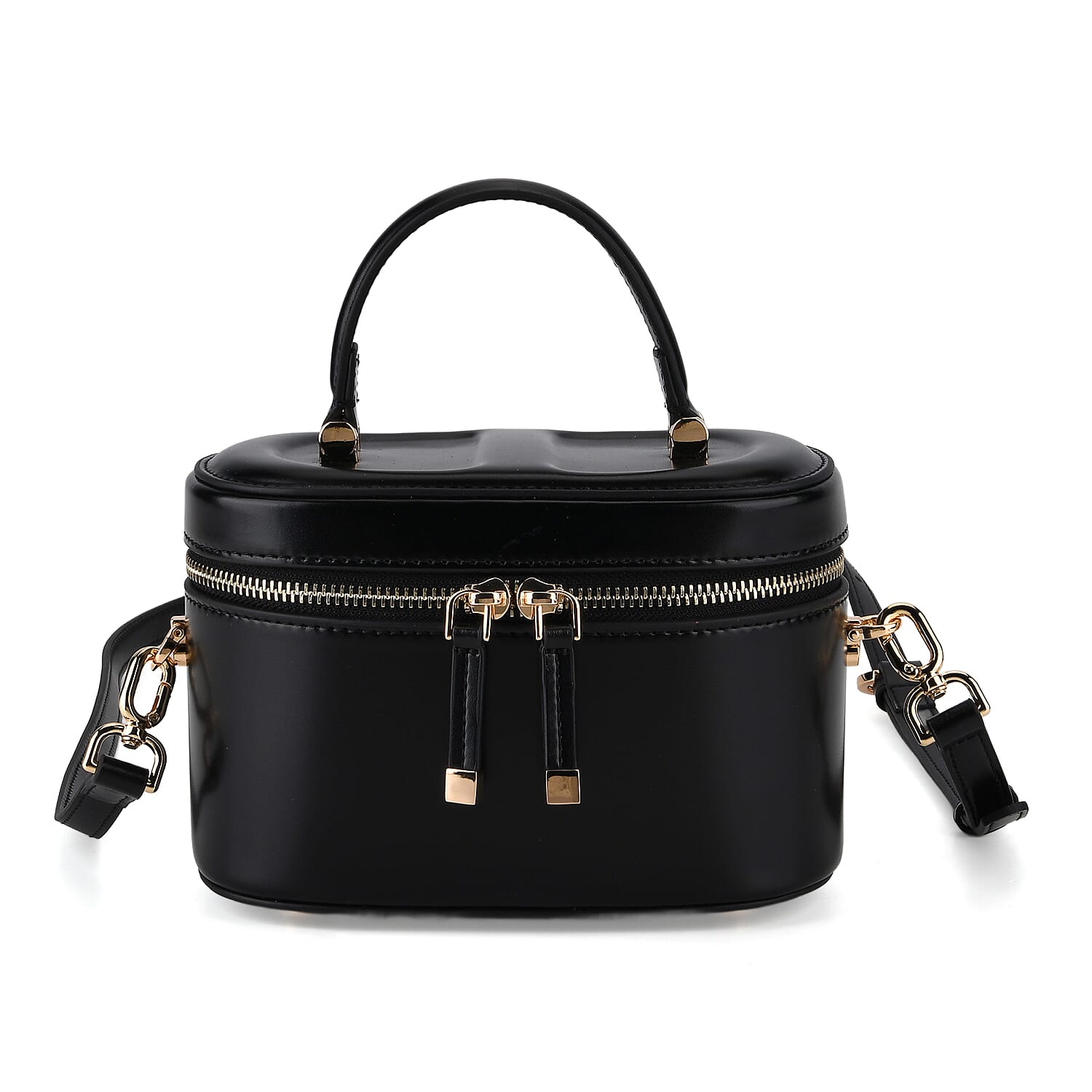 Valisseire Ladies Genuine Leather Vanity Handbag - Black
