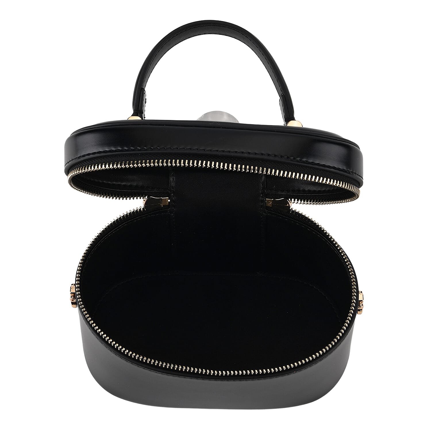 Valisseire Ladies Genuine Leather Vanity Handbag - Black