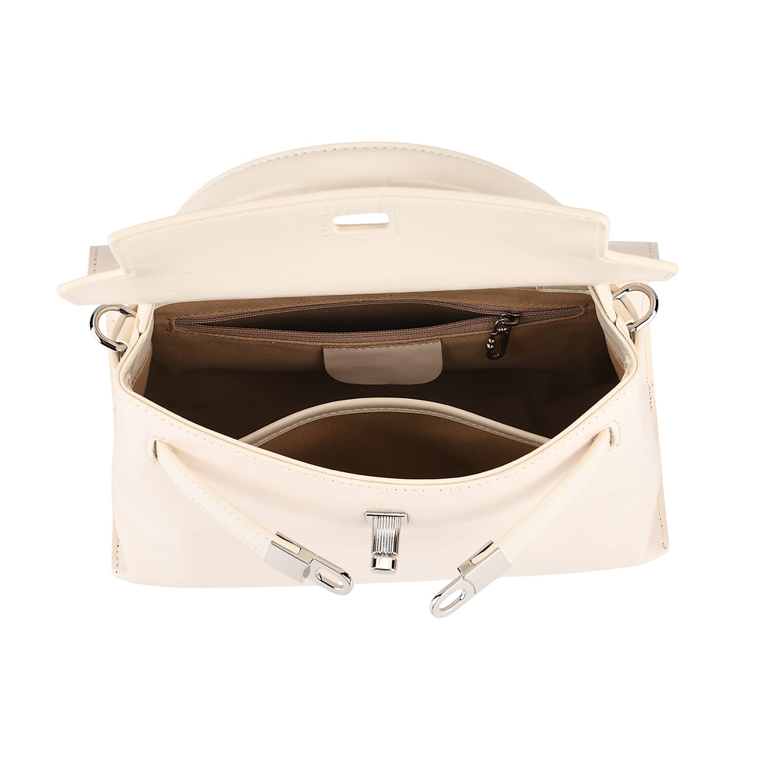 Valissiere Designer Inspired Genuine Leather Structured Satchel Handbag With Crossbody Strap