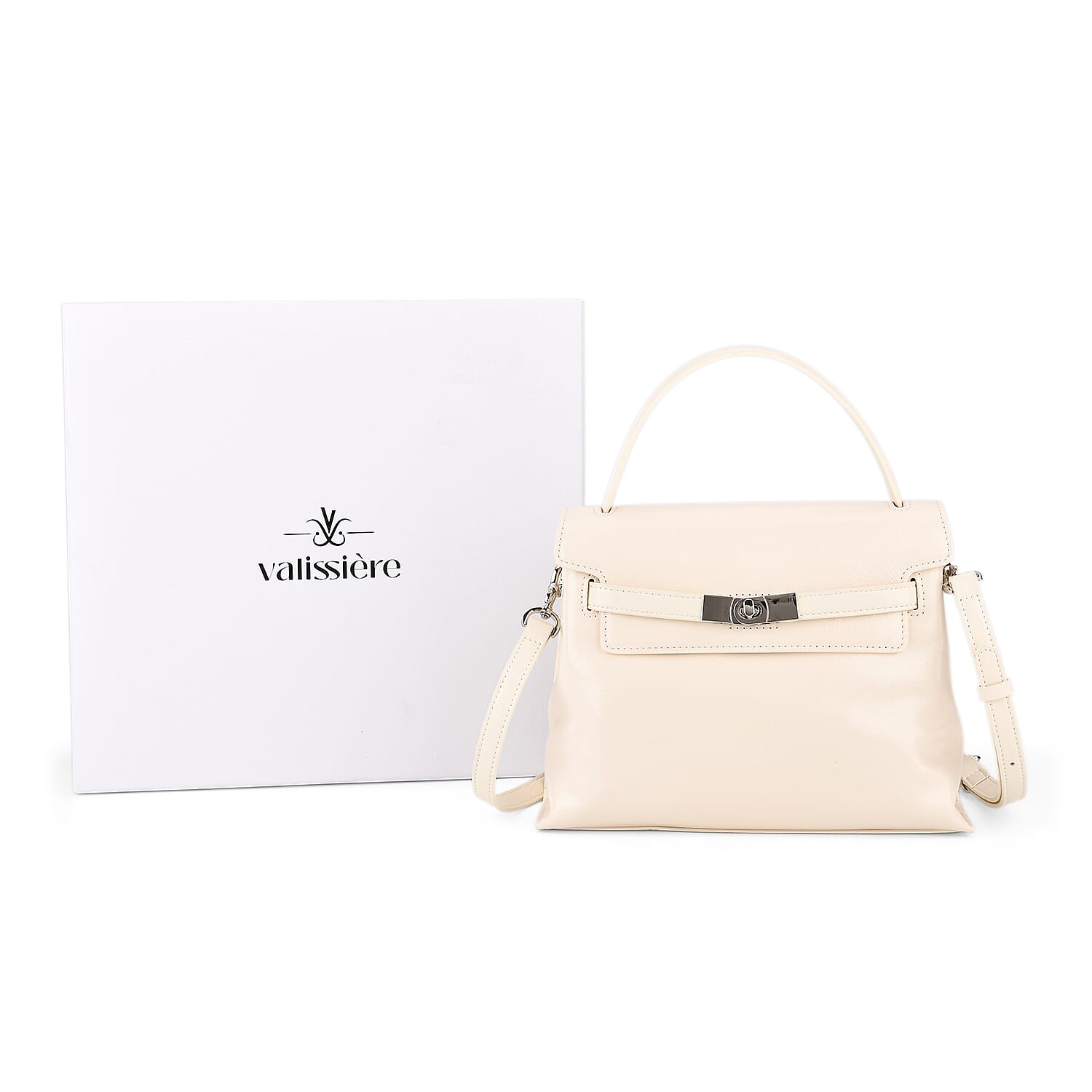 Valissiere Designer Inspired Genuine Leather Structured Satchel Handbag With Crossbody Strap