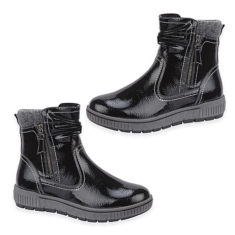 Sutton Ladies Ankle Boots (Size 6) - Black Patent